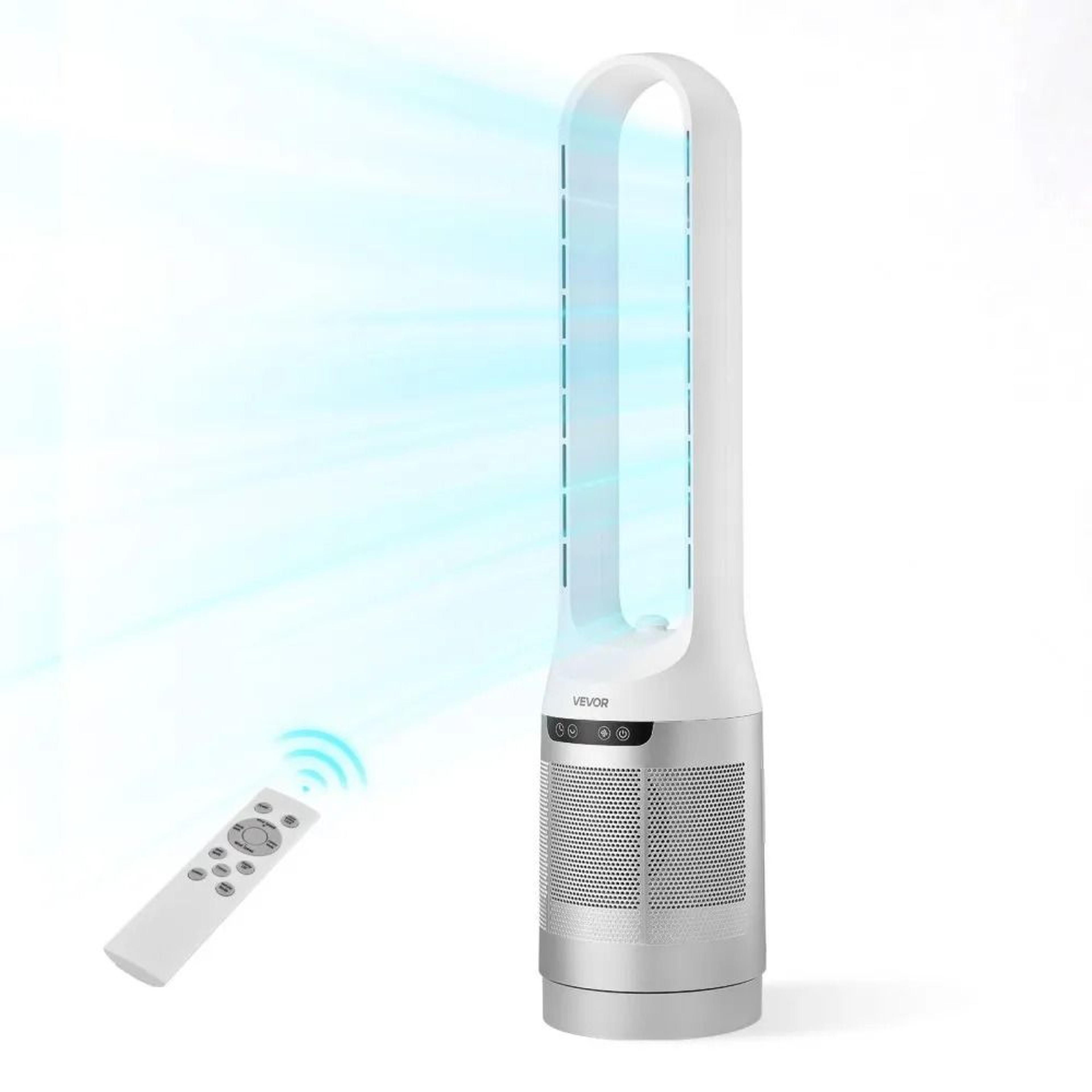 bladeless tower fan with quiet cooling and 12 speed airflow control