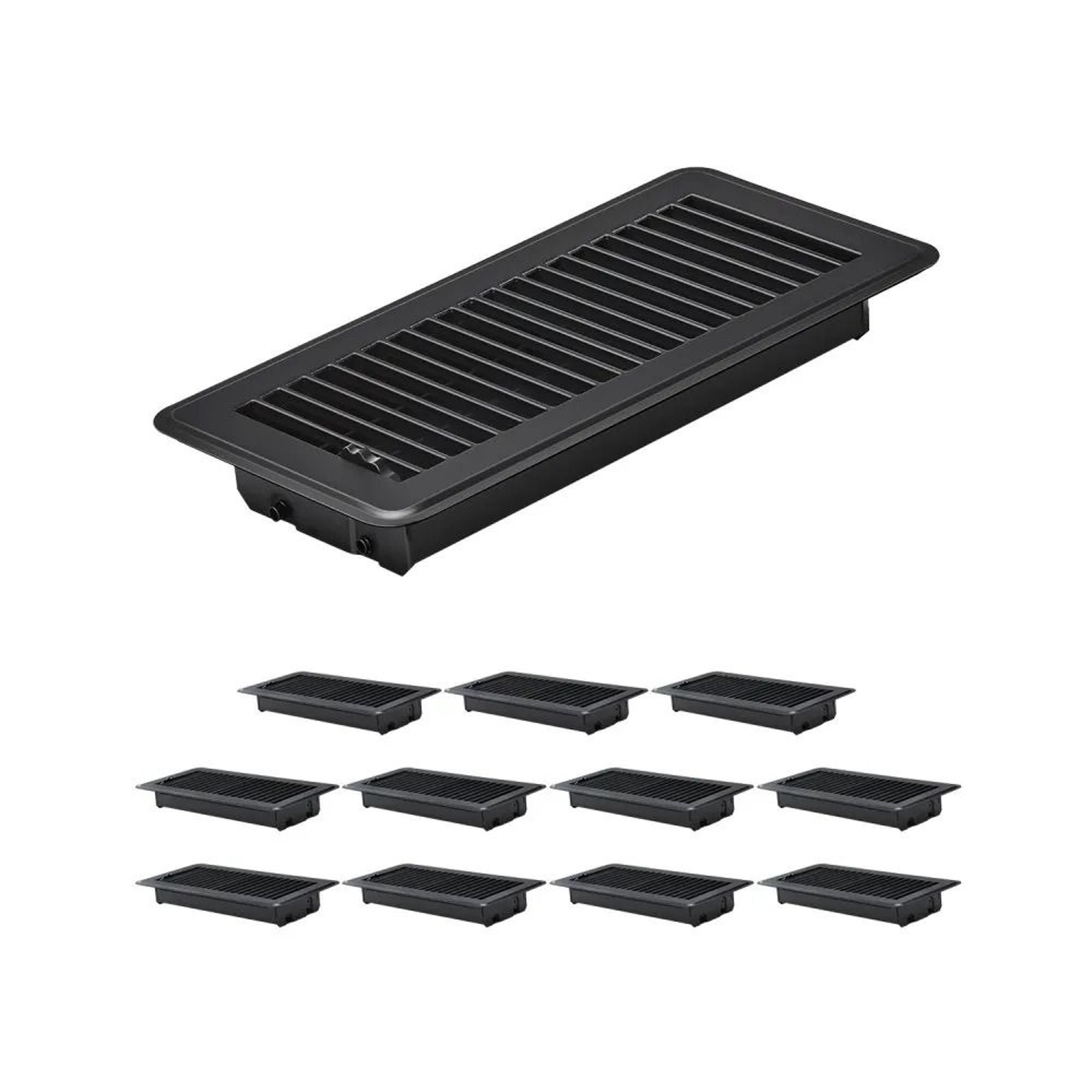 heavy duty 4 x 10 inch floor registers 12 pack black iron hvac vent covers with adjustable damper