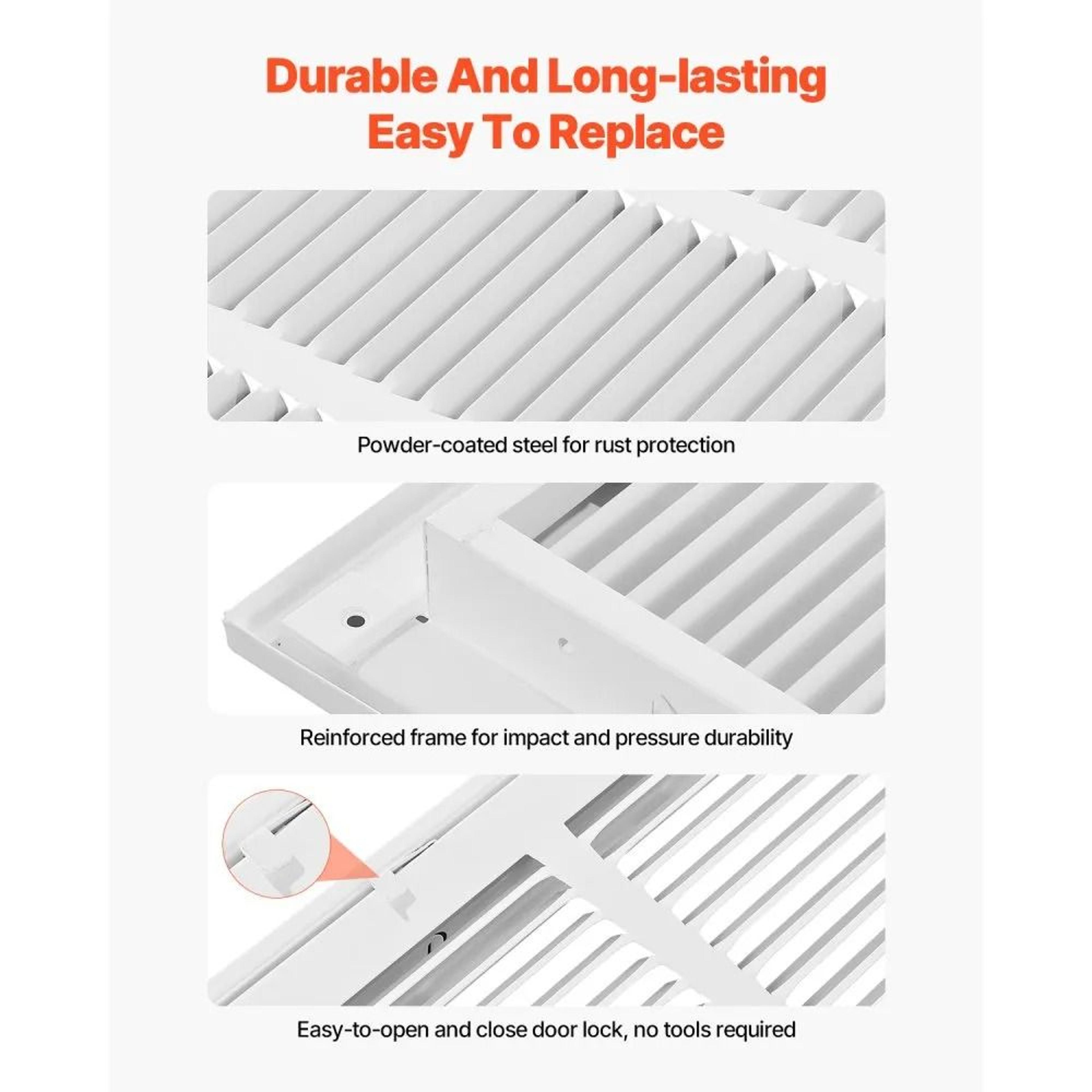 24x18 Return Air Filter Grille Steel HVAC Vent Cover With 1 Inch Filter Slot 6