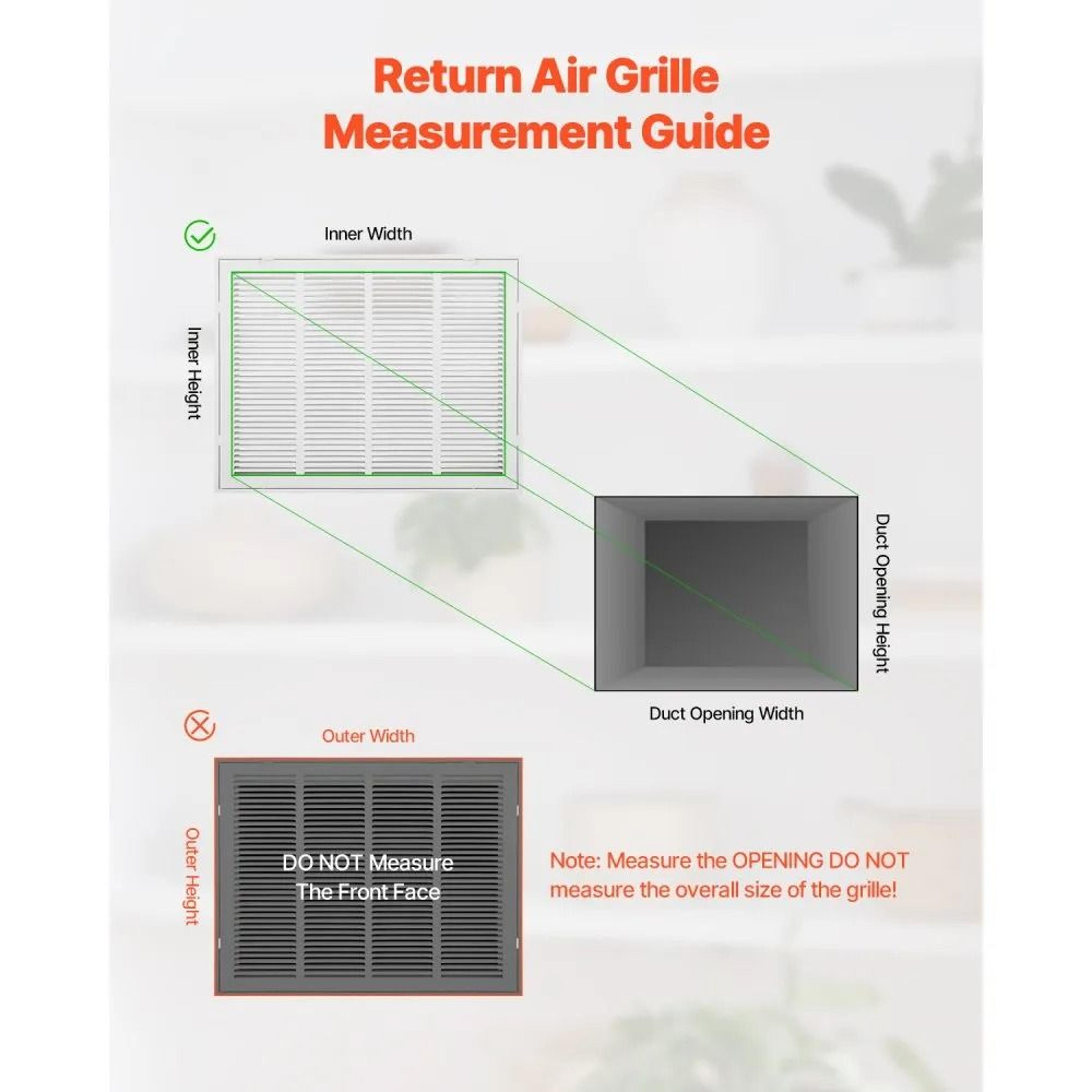 24x18 Return Air Filter Grille Steel HVAC Vent Cover With 1 Inch Filter Slot 2