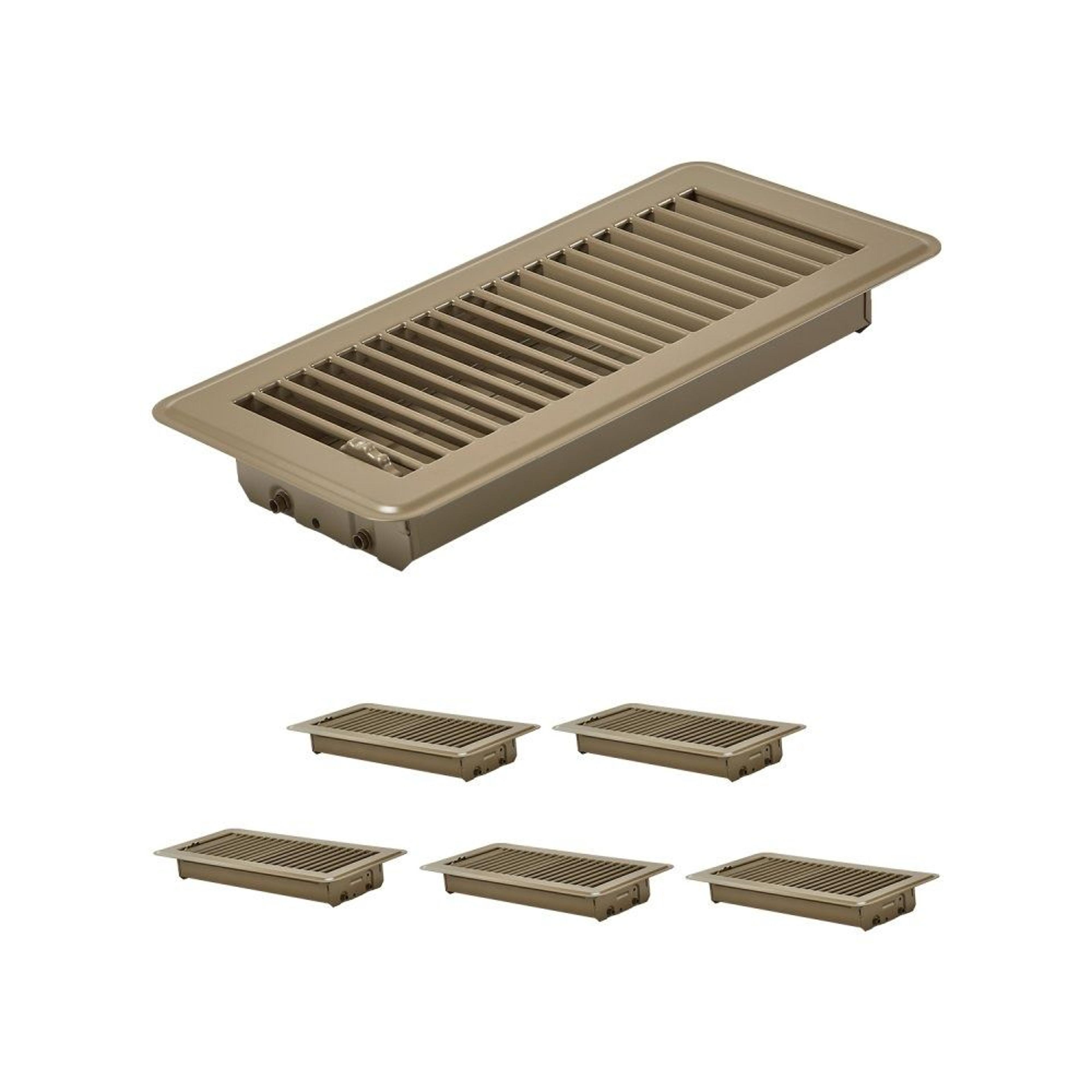 heavy-duty 4 x 10 floor registers 6-pack adjustable hvac iron vent covers brown
