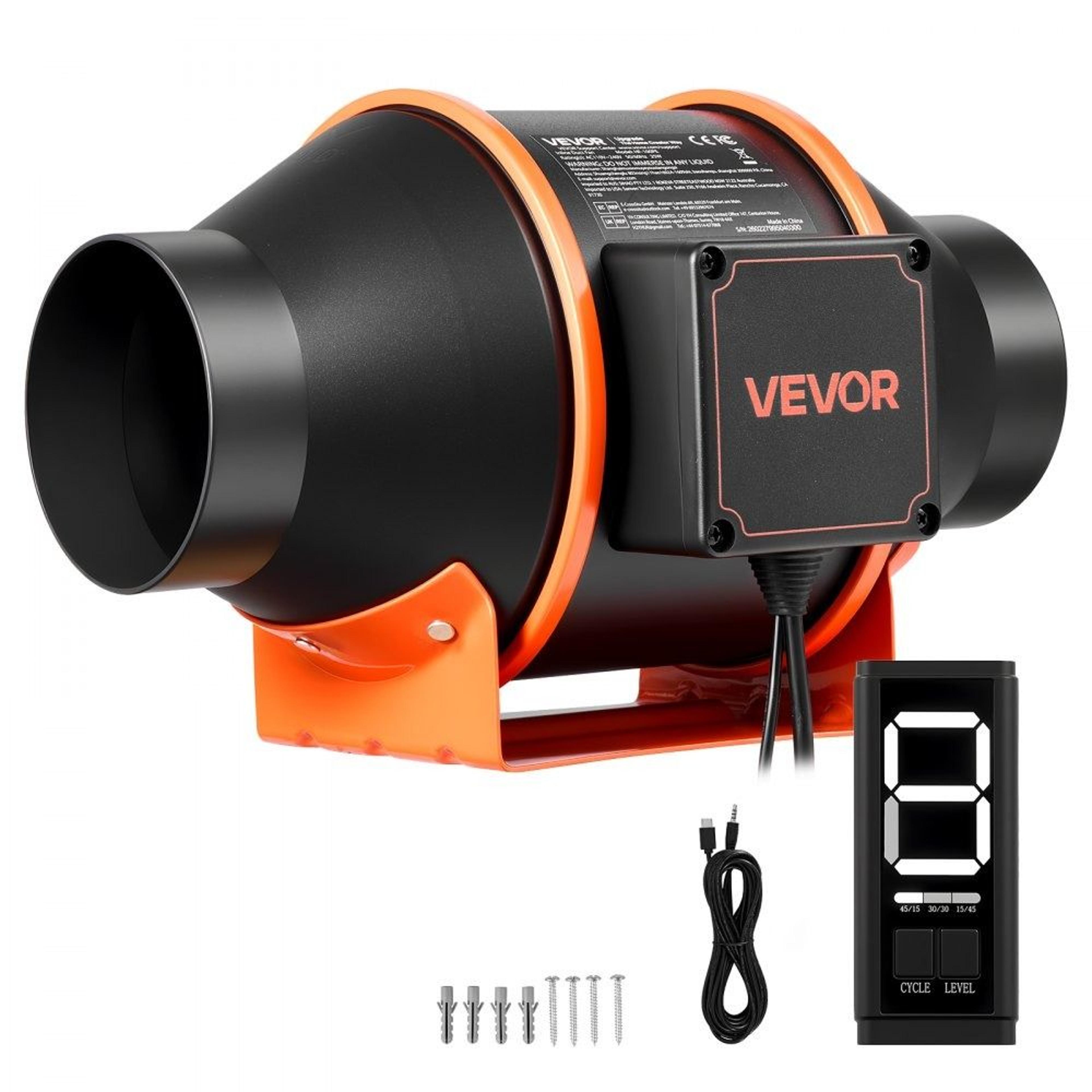 4 inch inline duct fan 205 cfm with ec motor, grow tent ventilation fan & 10-speed pwm controller
