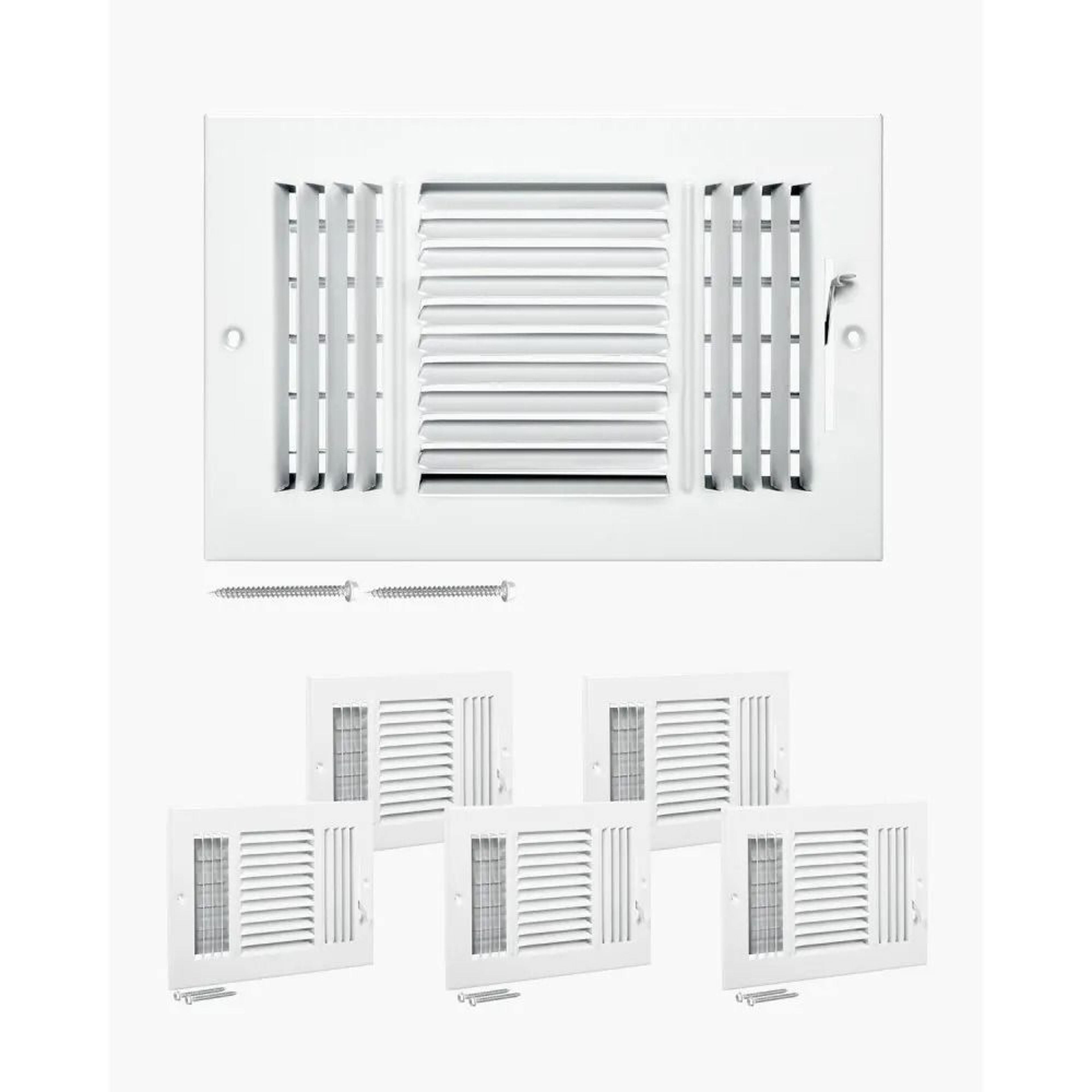 metal floor registers 6-pack adjustable hvac floor vent covers with 3-way airflow, white