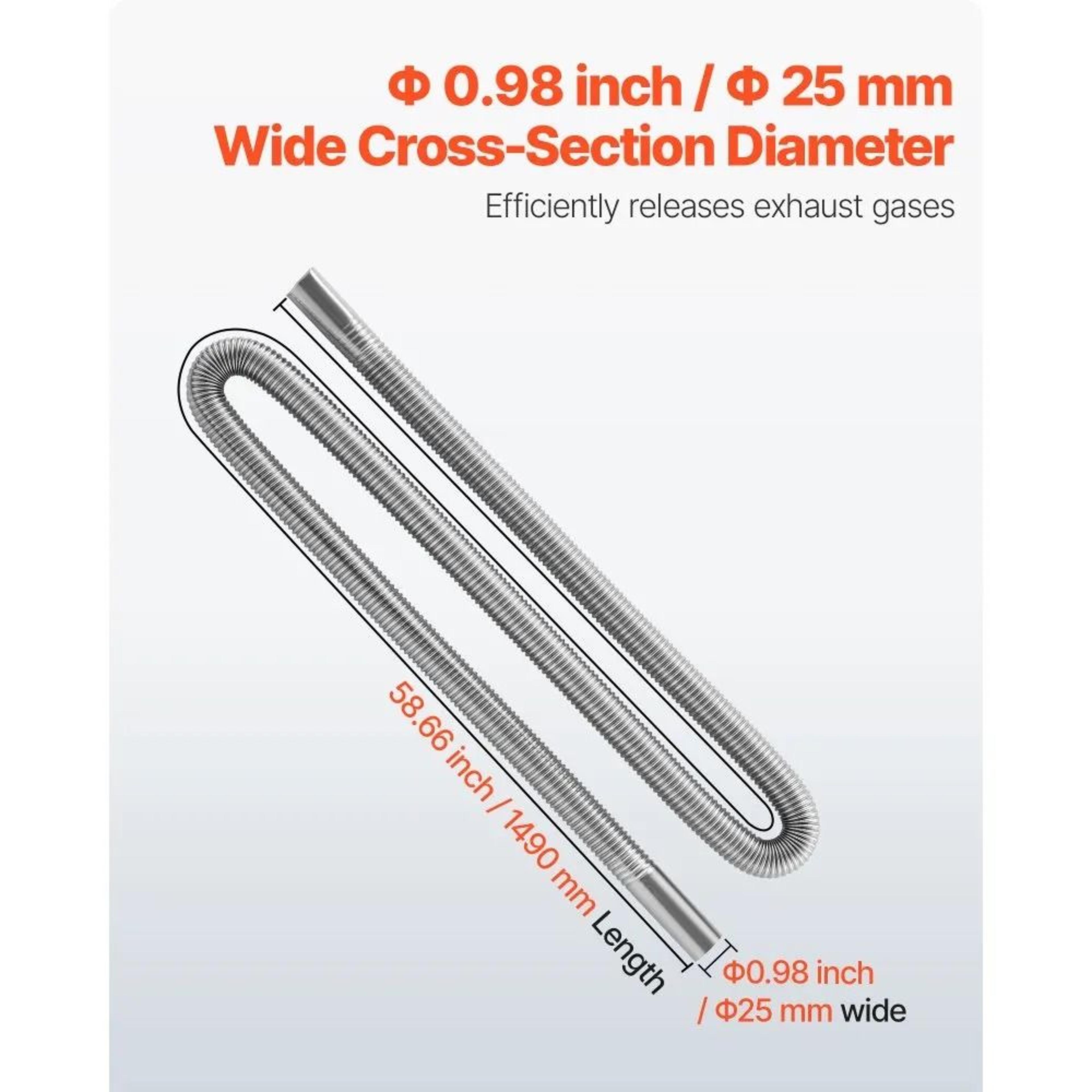 Diesel Heater Exhaust Hose 587 Inch Stainless Steel Flexible Exhaust Pipe With Clamps 5