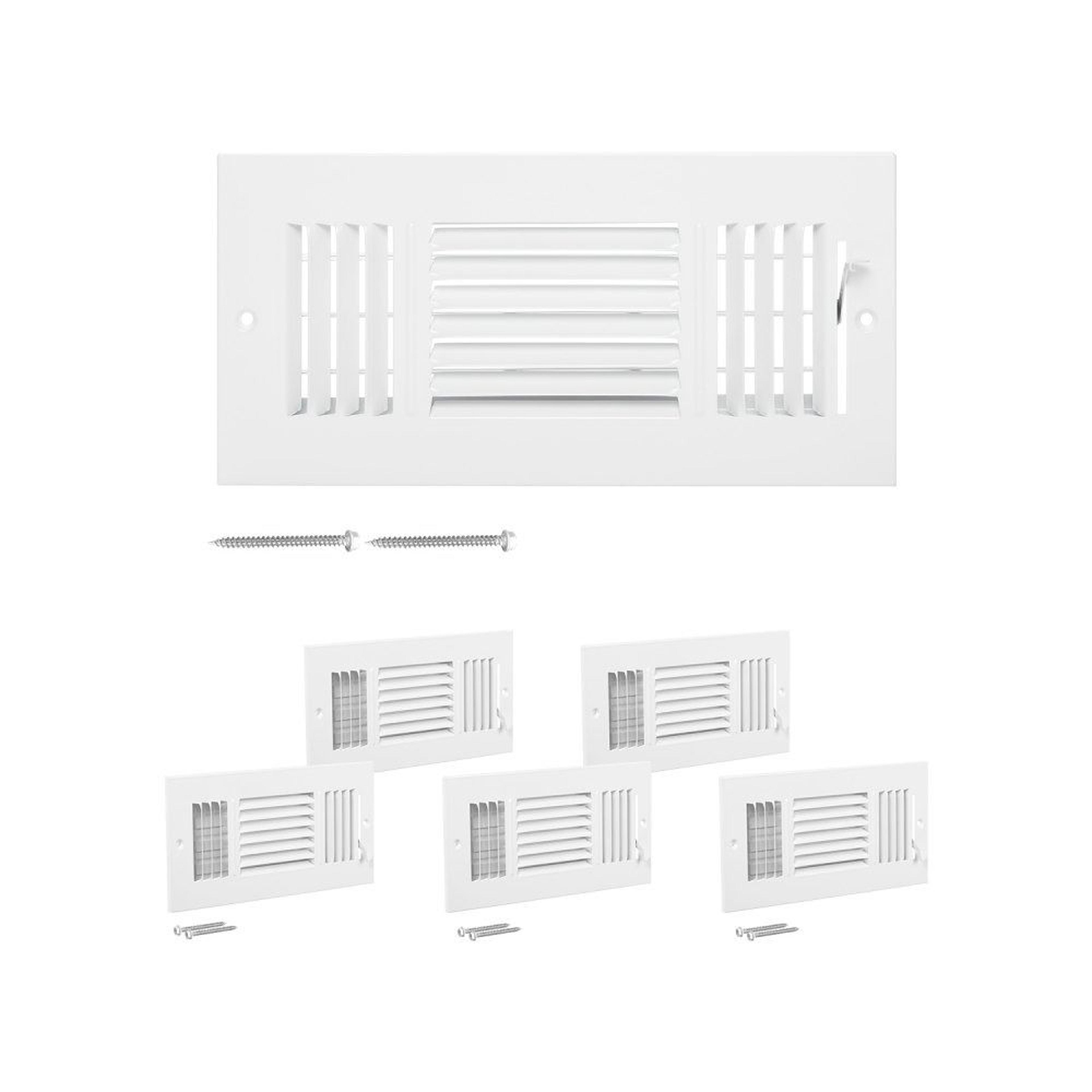 4 x 10 inch floor registers 6 pack white iron hvac vent covers with adjustable airflow grilles