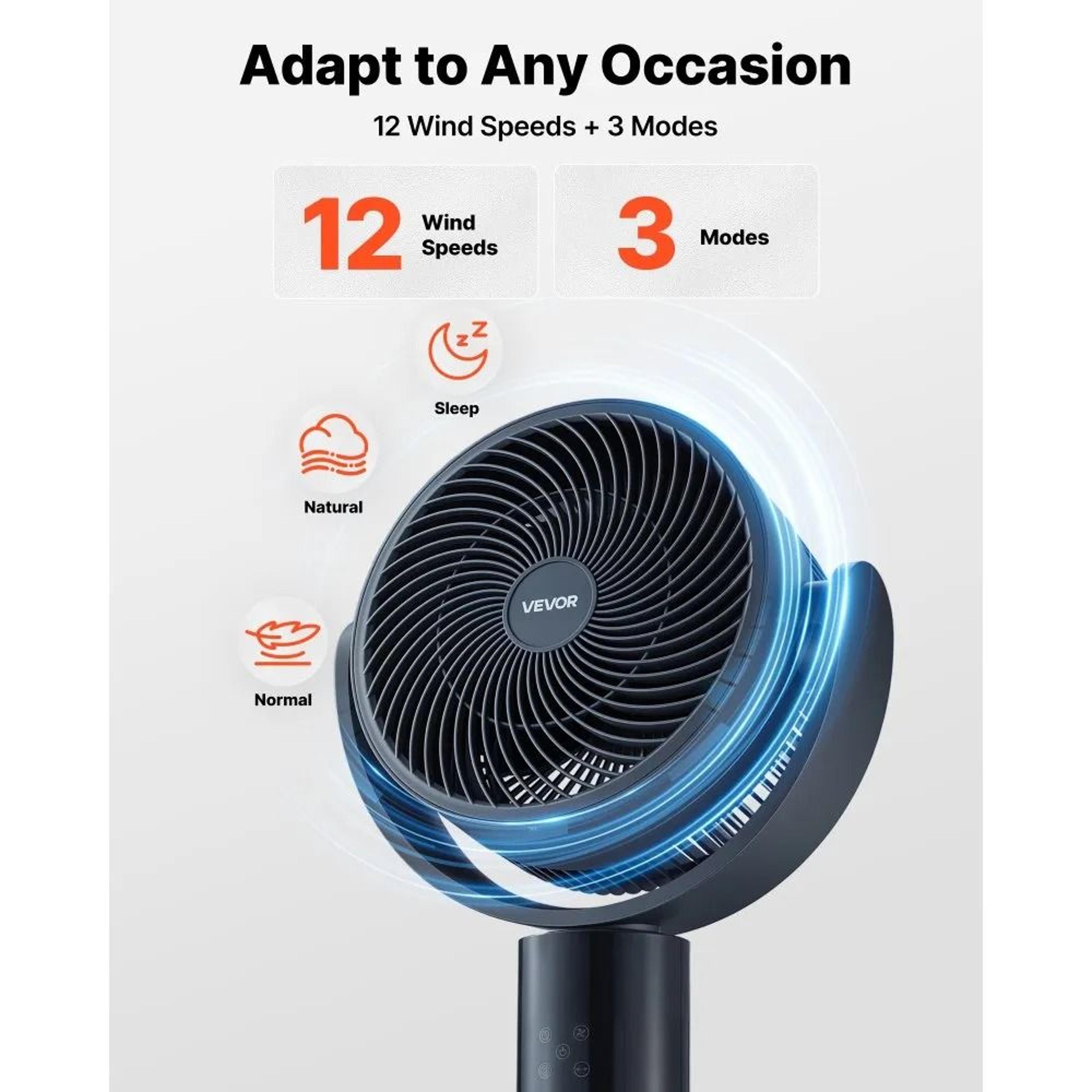 7 Inch Quiet Pedestal Fan With Remote Control 12 Speeds And Adjustable Height 2