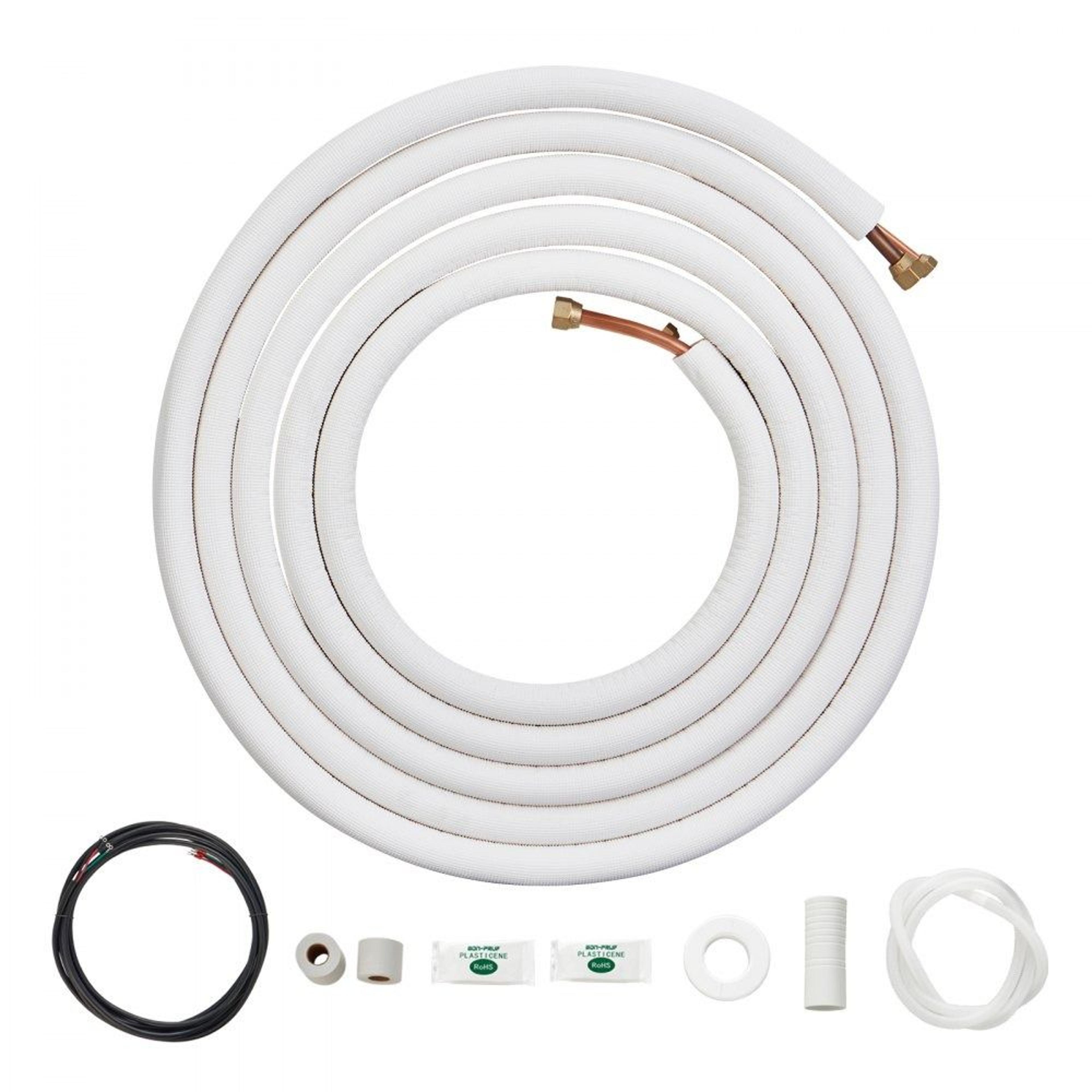 25ft mini split line set 1/4 x 1/2 copper pipe hvac kit with triple insulation