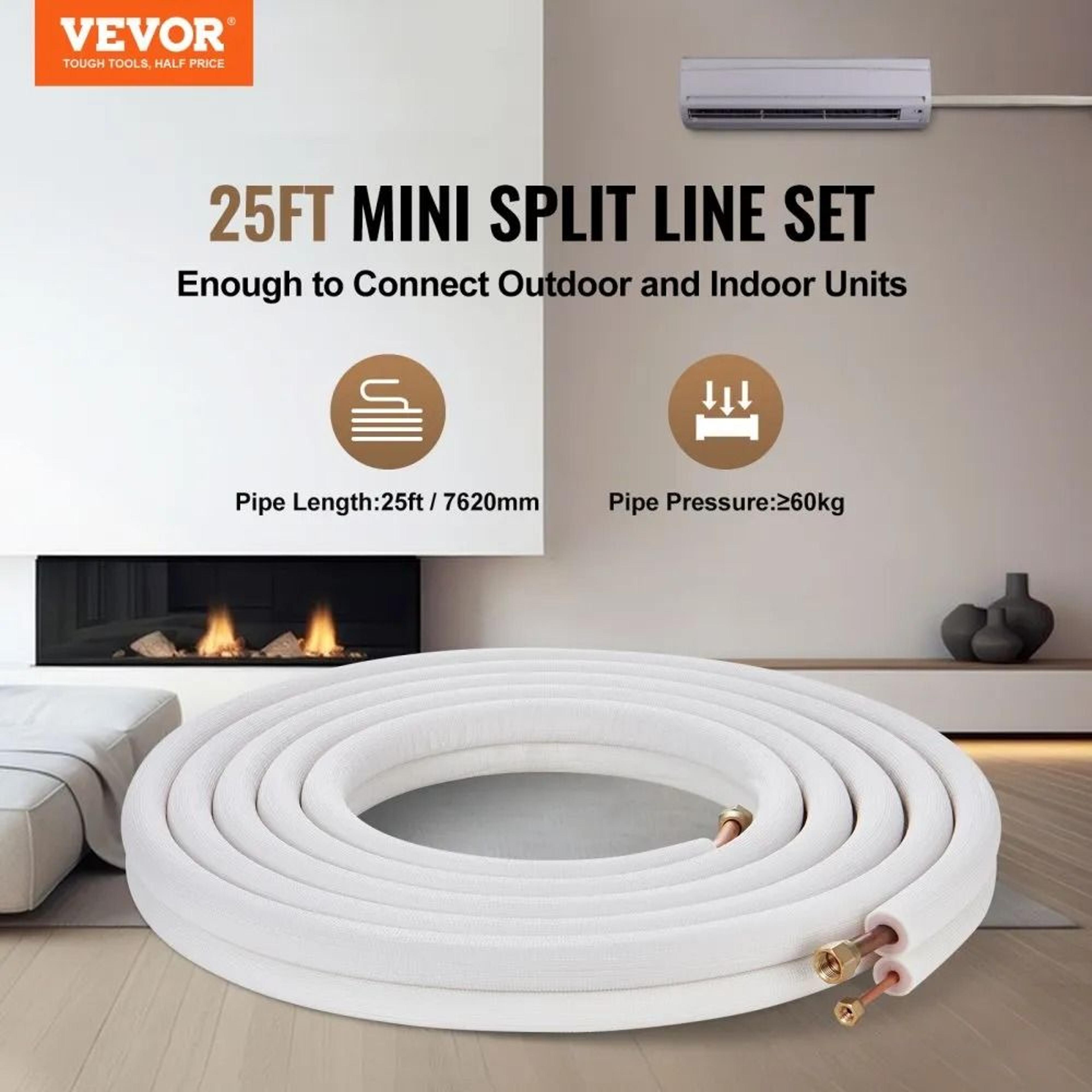 25FT Mini Split Line Set 14 X 12 Copper Pipe HVAC Kit With Triple Insulation 1