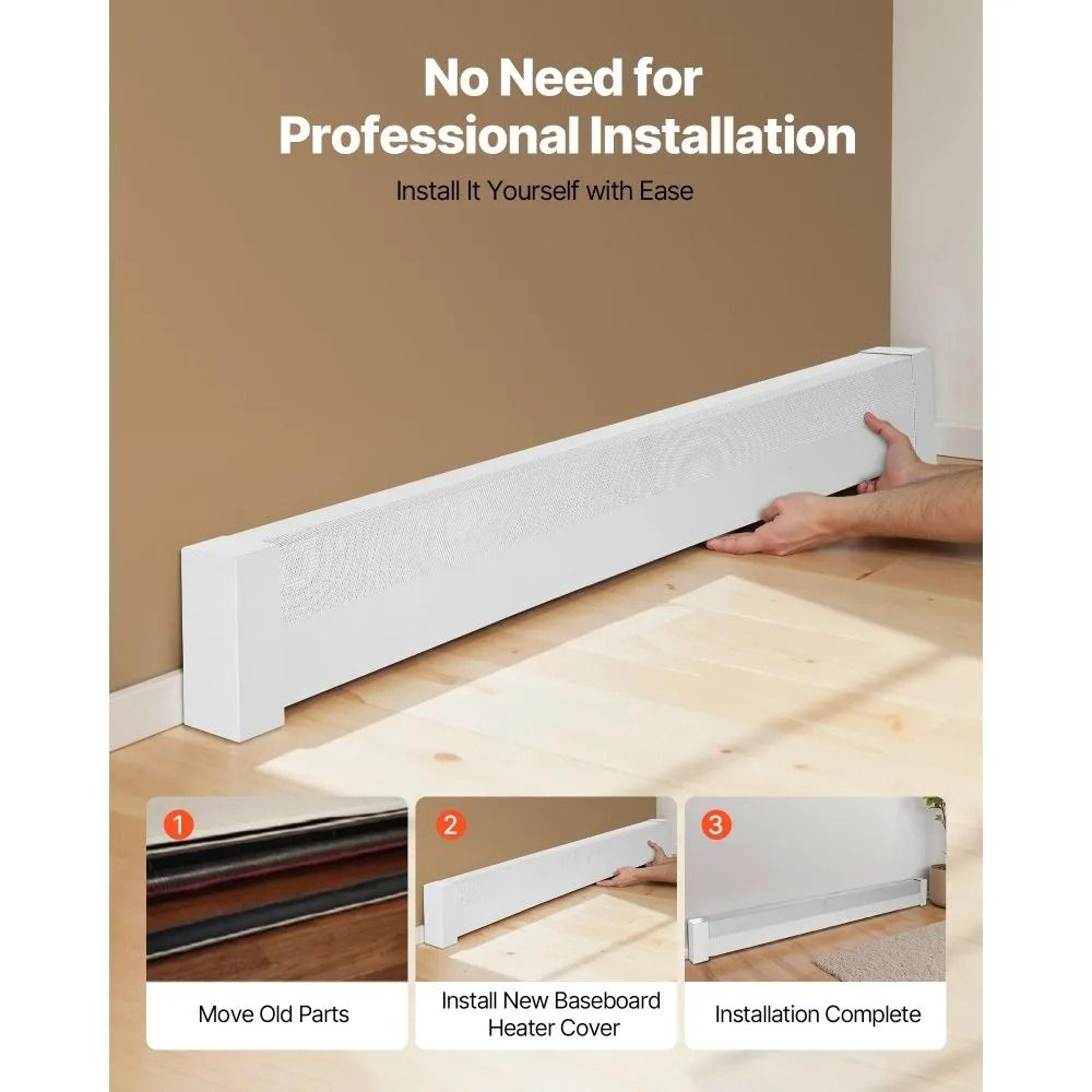 6 Ft Baseboard Heater Cover Replacement White Steel Ventilated Front Panel 3