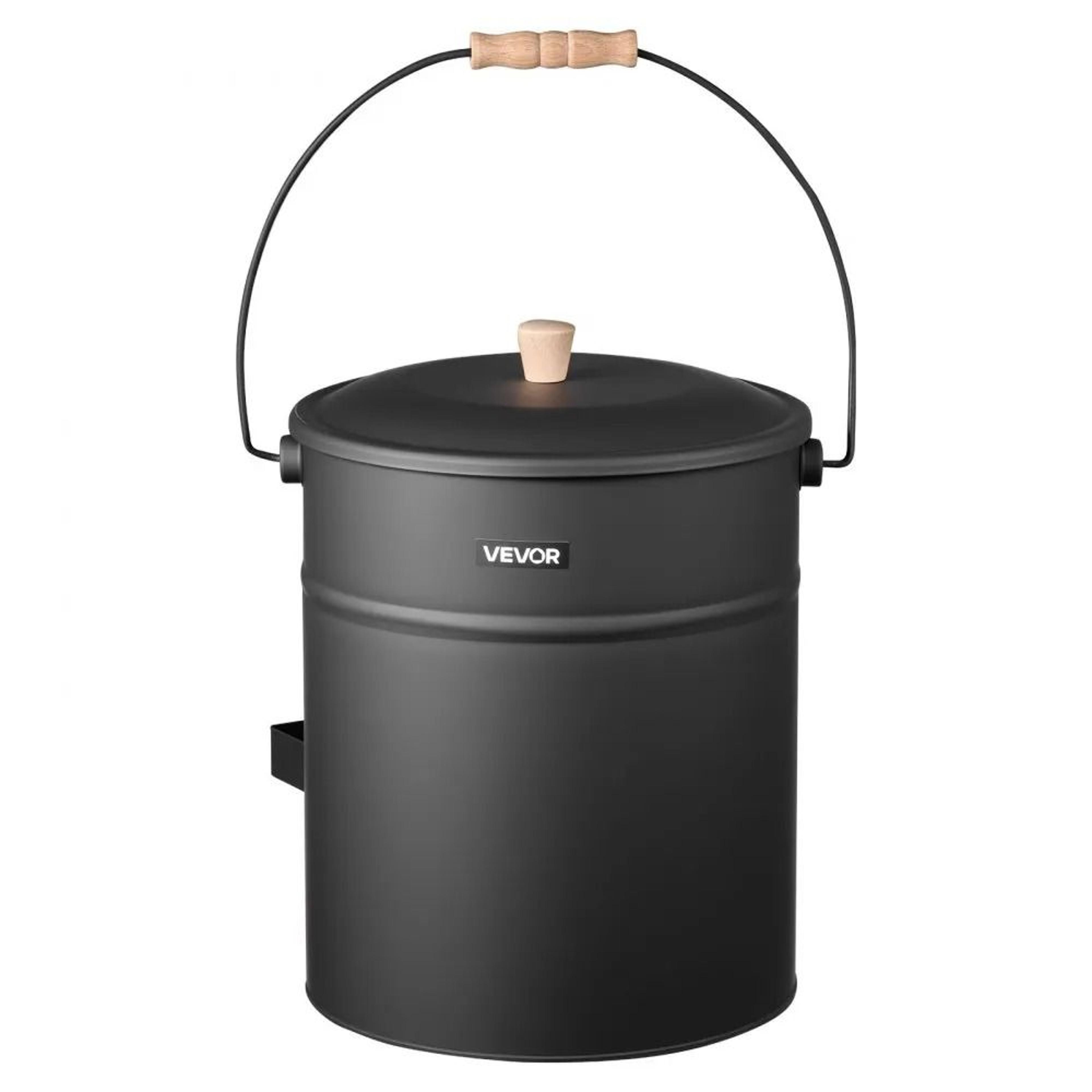 Fireplace Ash Bucket Set With Lid Shovel Brush And Gloves 4 GAL Metal Ash Can 8