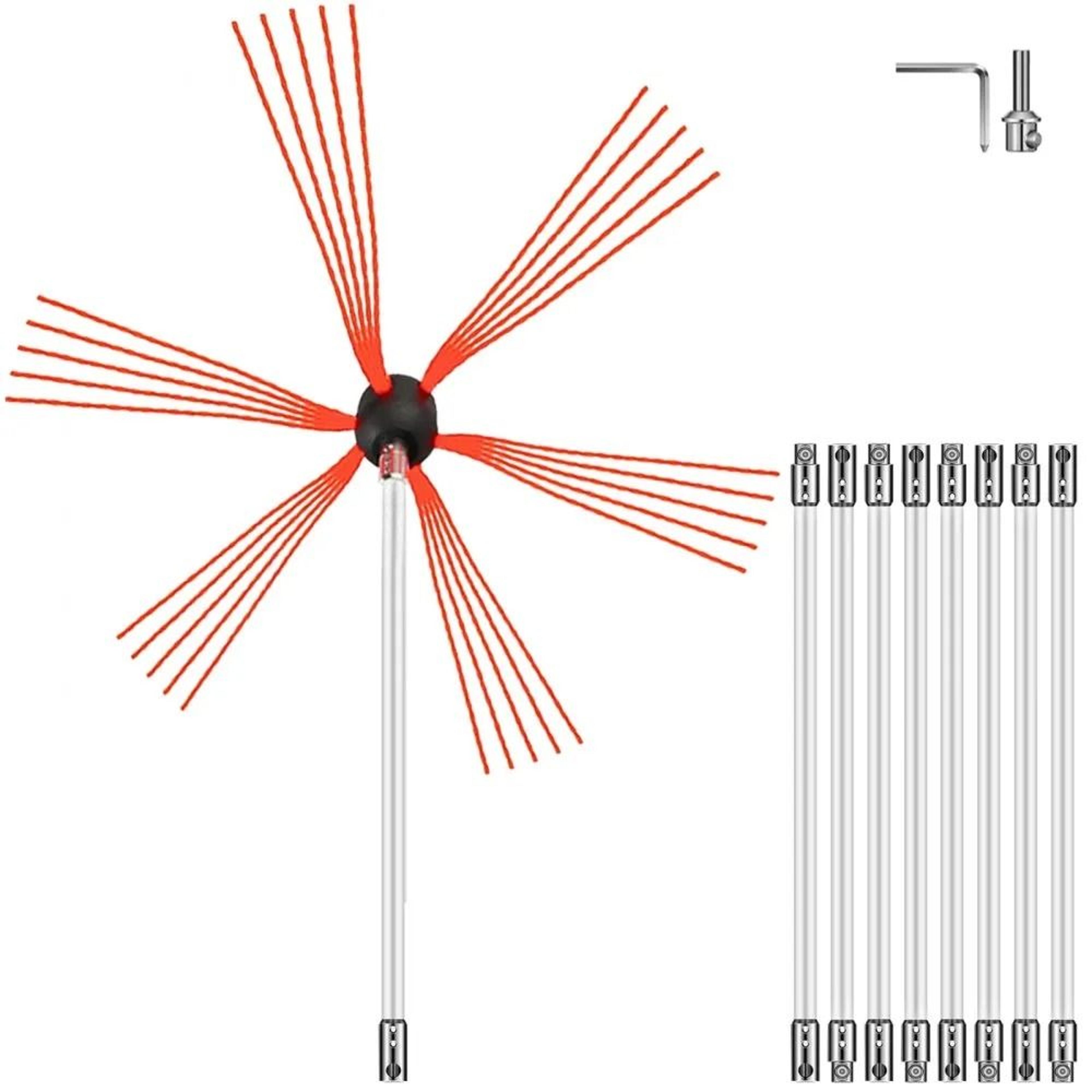 chimney sweep kit 30ft with drill powered rotary brush and flexible rods