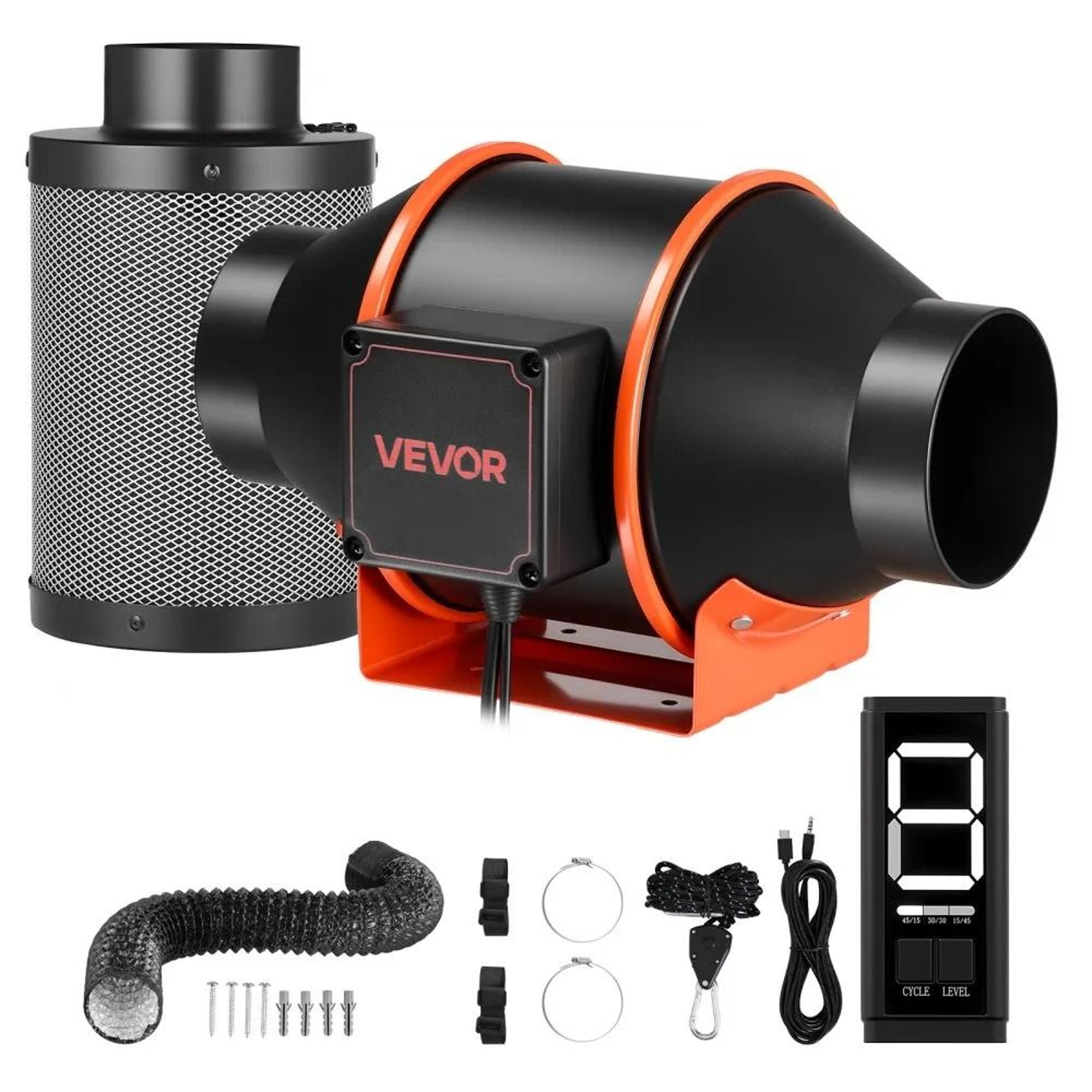 4 inch inline duct fan kit with carbon filter 205 cfm ventilation fan for grow tents