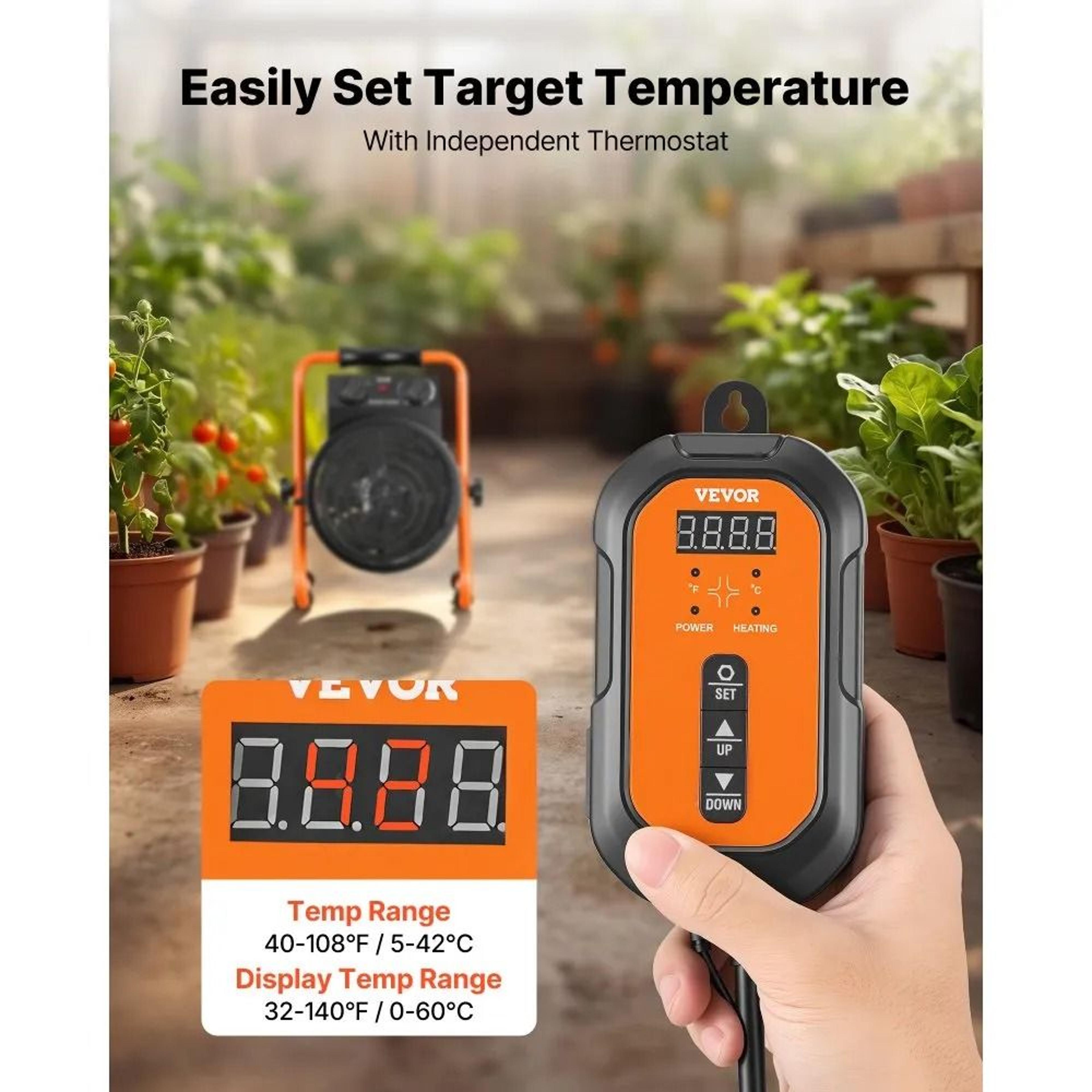 1500W Greenhouse Heater With Thermostat And Fan For Grow Tents  Greenhouses 2