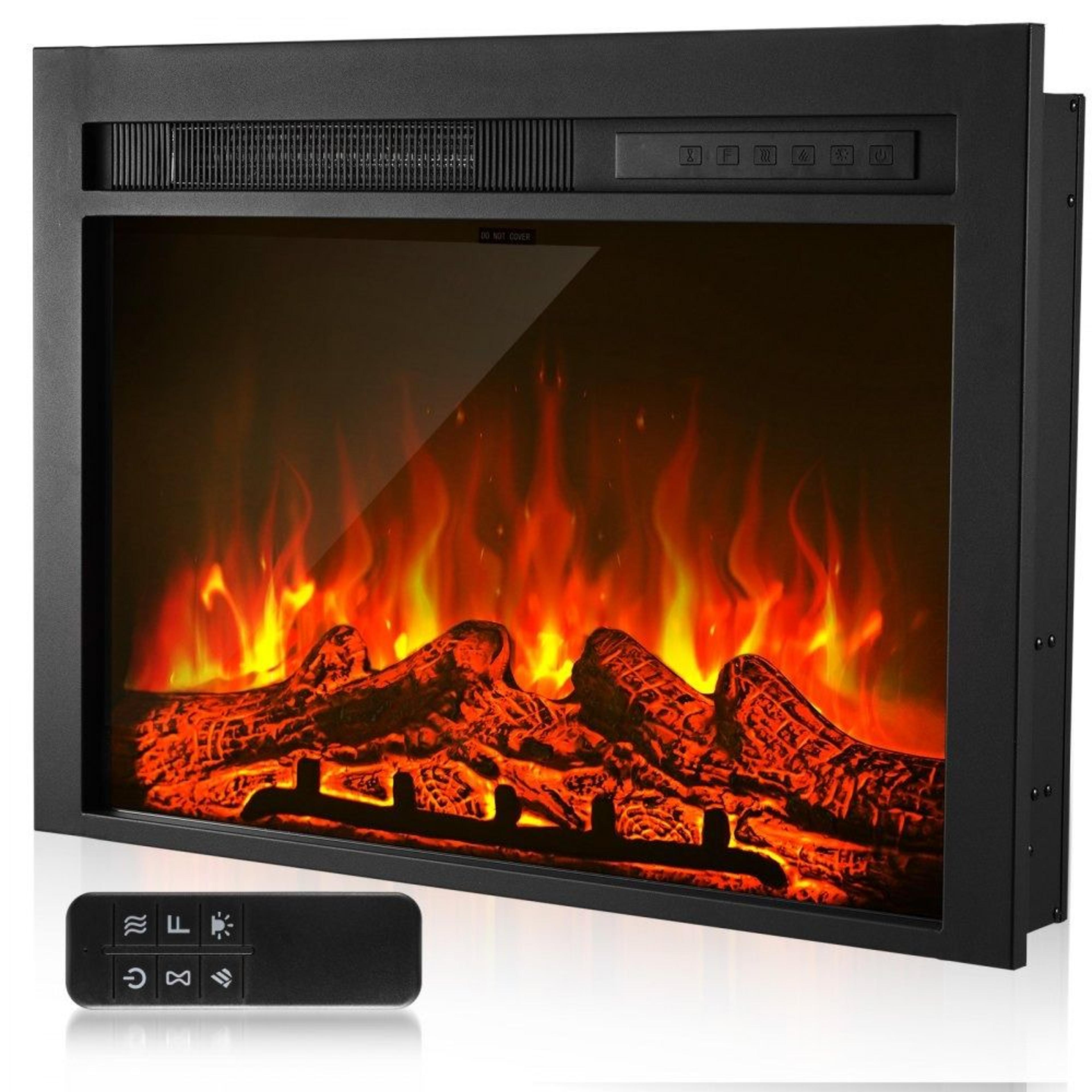 electric fireplace insert 28.5" recessed wall mounted heater with remote & adjustable flame effects
