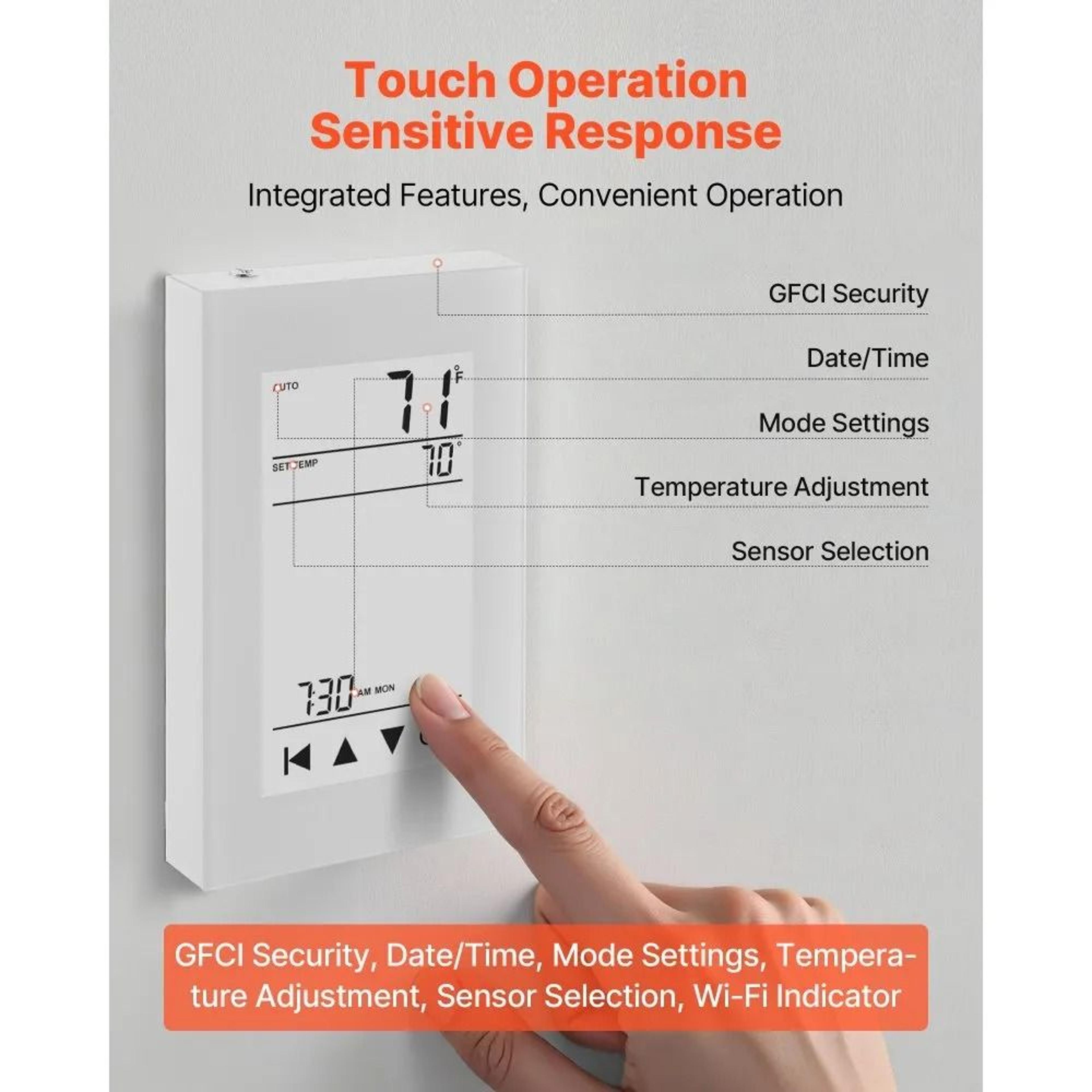 Smart 7Day Programmable Thermostat For Radiant Floor Heating  Heat Pump With LCD Touchscreen 2