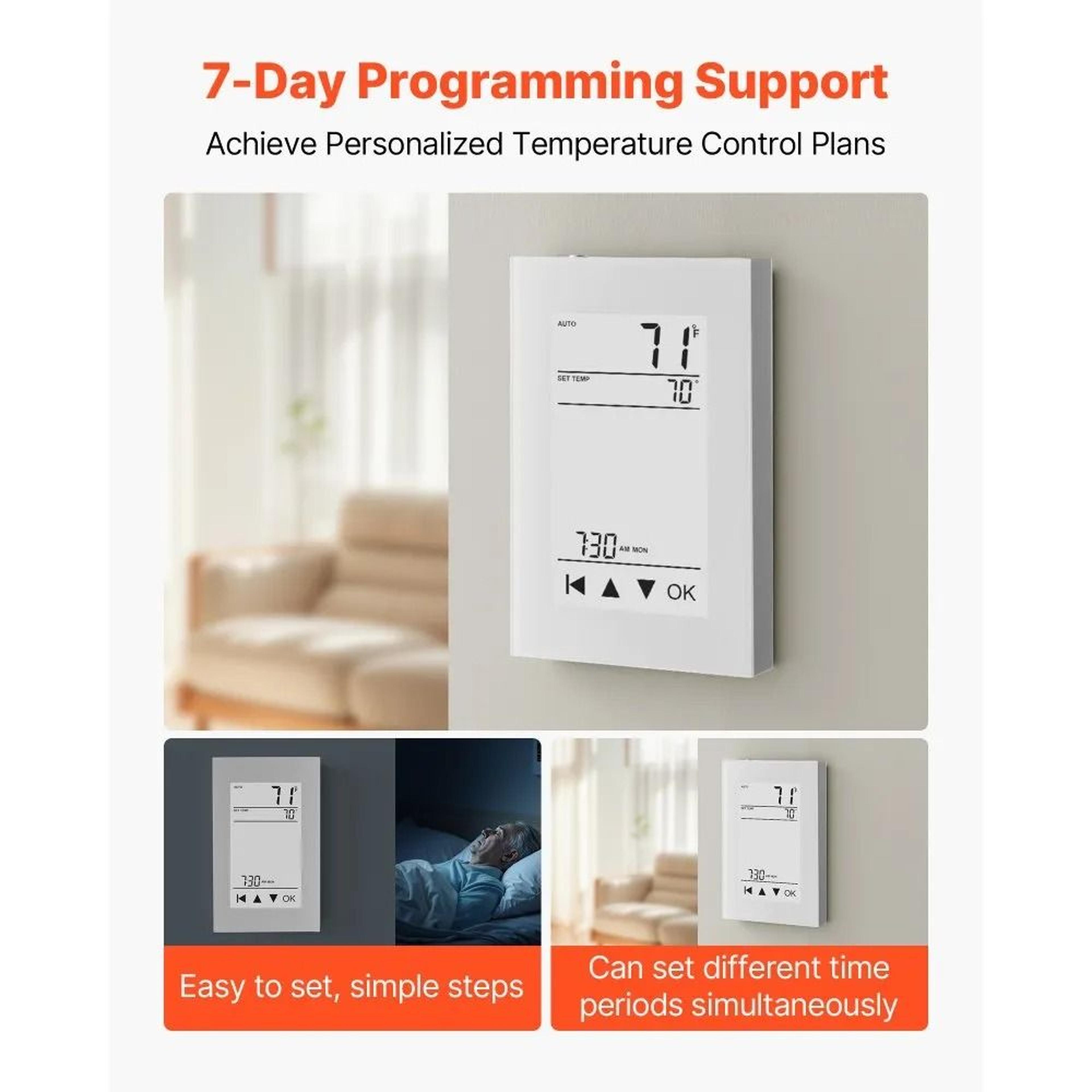 Smart 7Day Programmable Thermostat For Radiant Floor Heating  Heat Pump With LCD Touchscreen 1