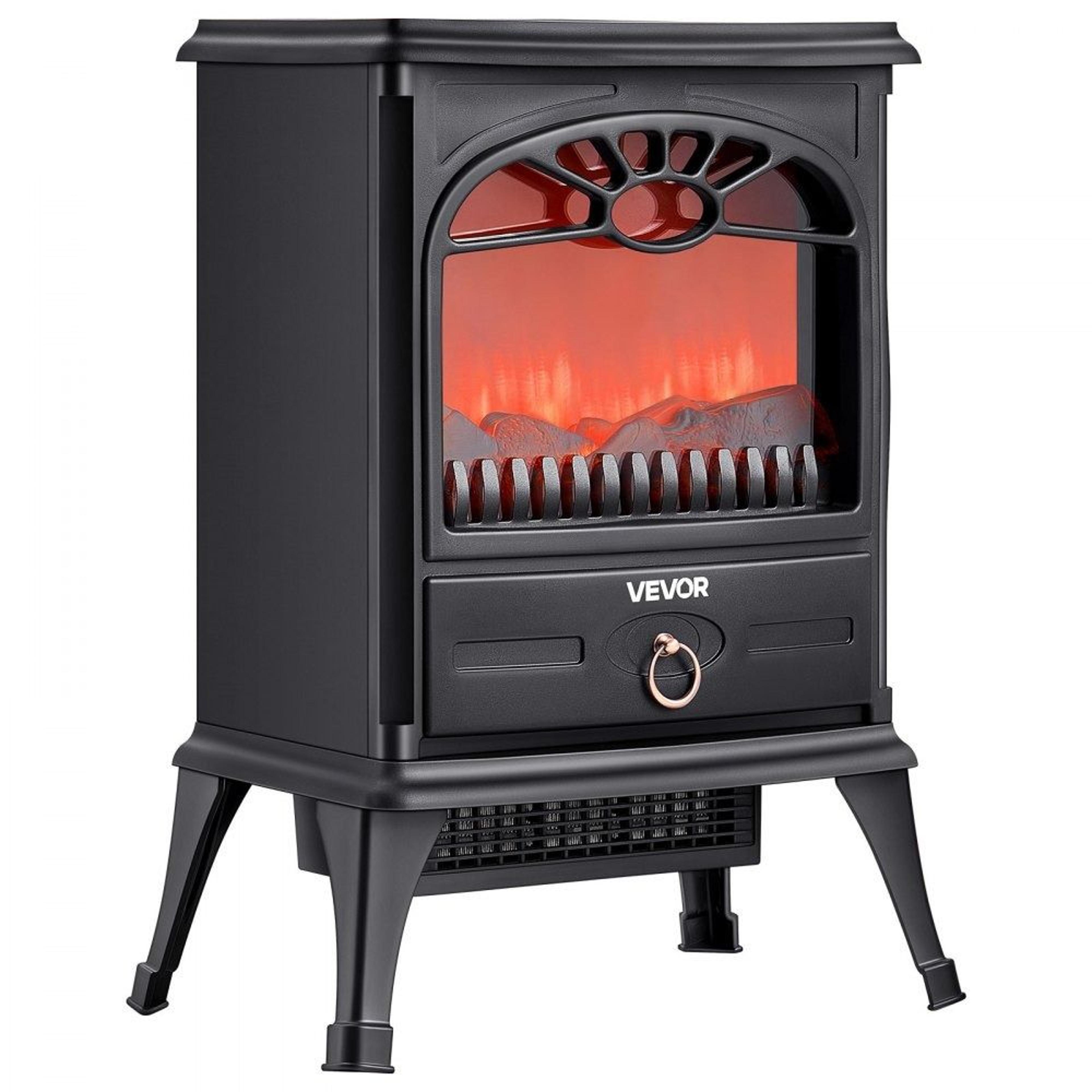 portable electric fireplace stove heater with realistic flames and 1500w infrared heating