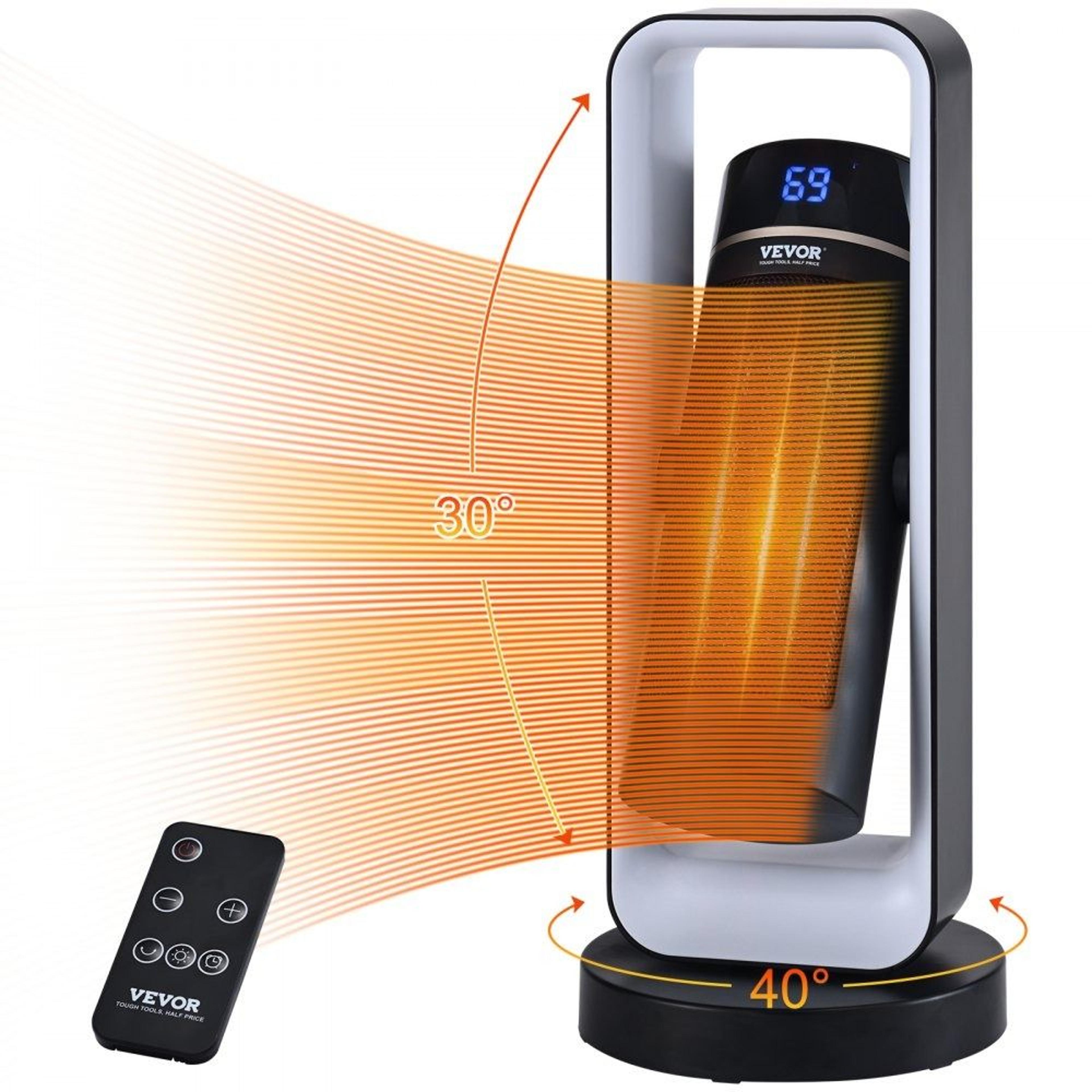 1500w ceramic space heater with remote, thermostat & oscillating indoor portable heater