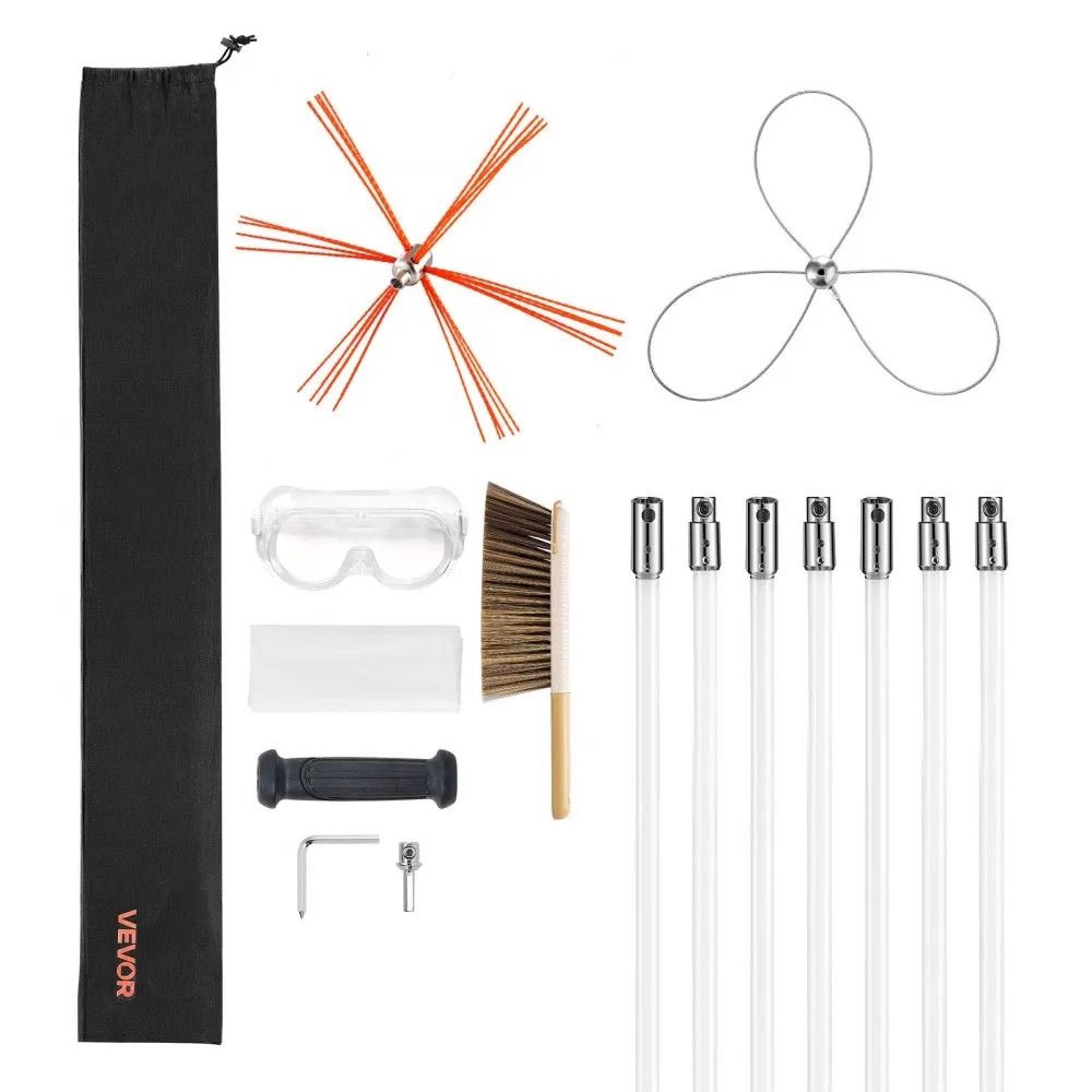 chimney sweep kit 23 ft extendable chimney brush with dual heads for safe fireplace cleaning