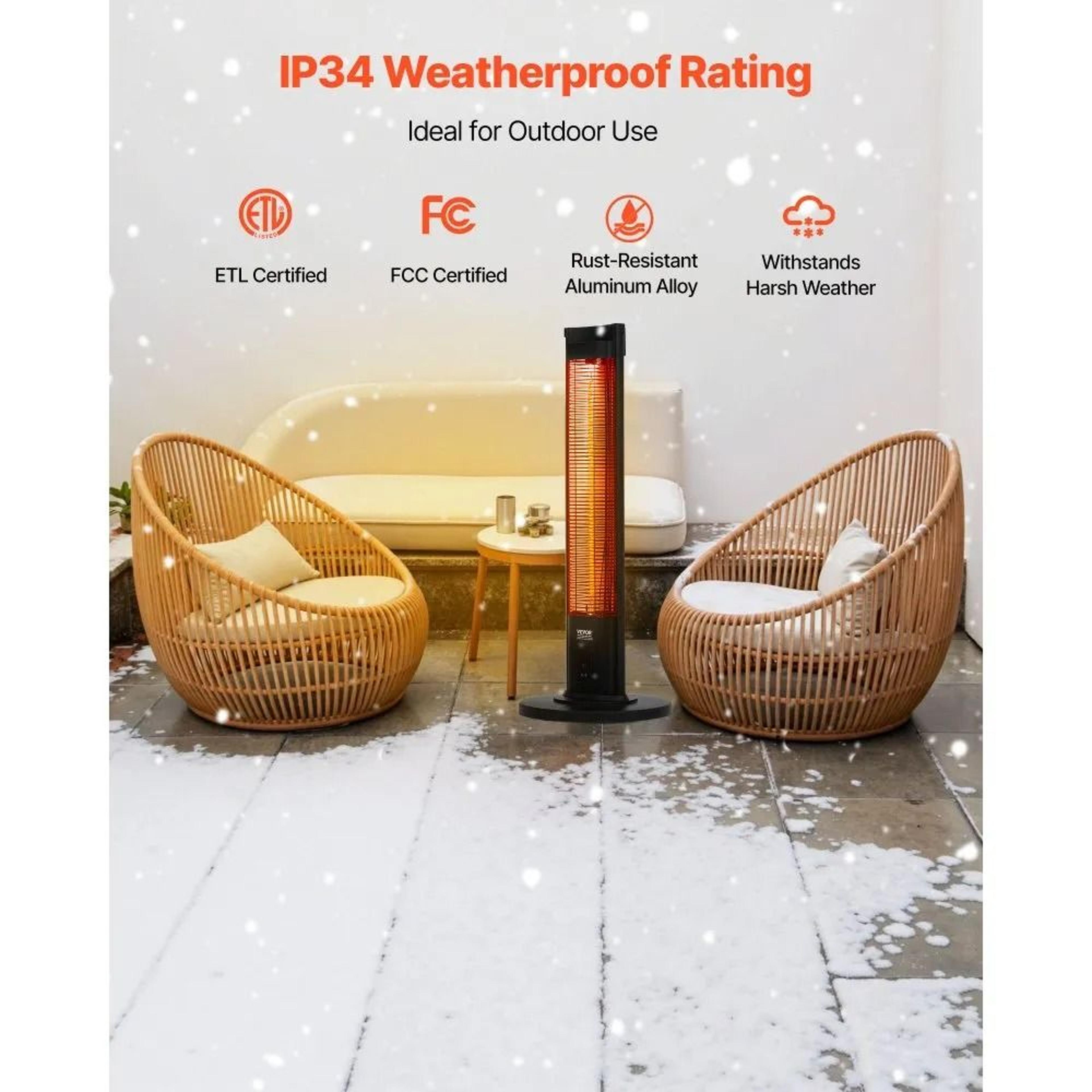 Infrared Heater 1500W Electric Space Heater With Remote Control For Indoor Outdoor Warmth 4