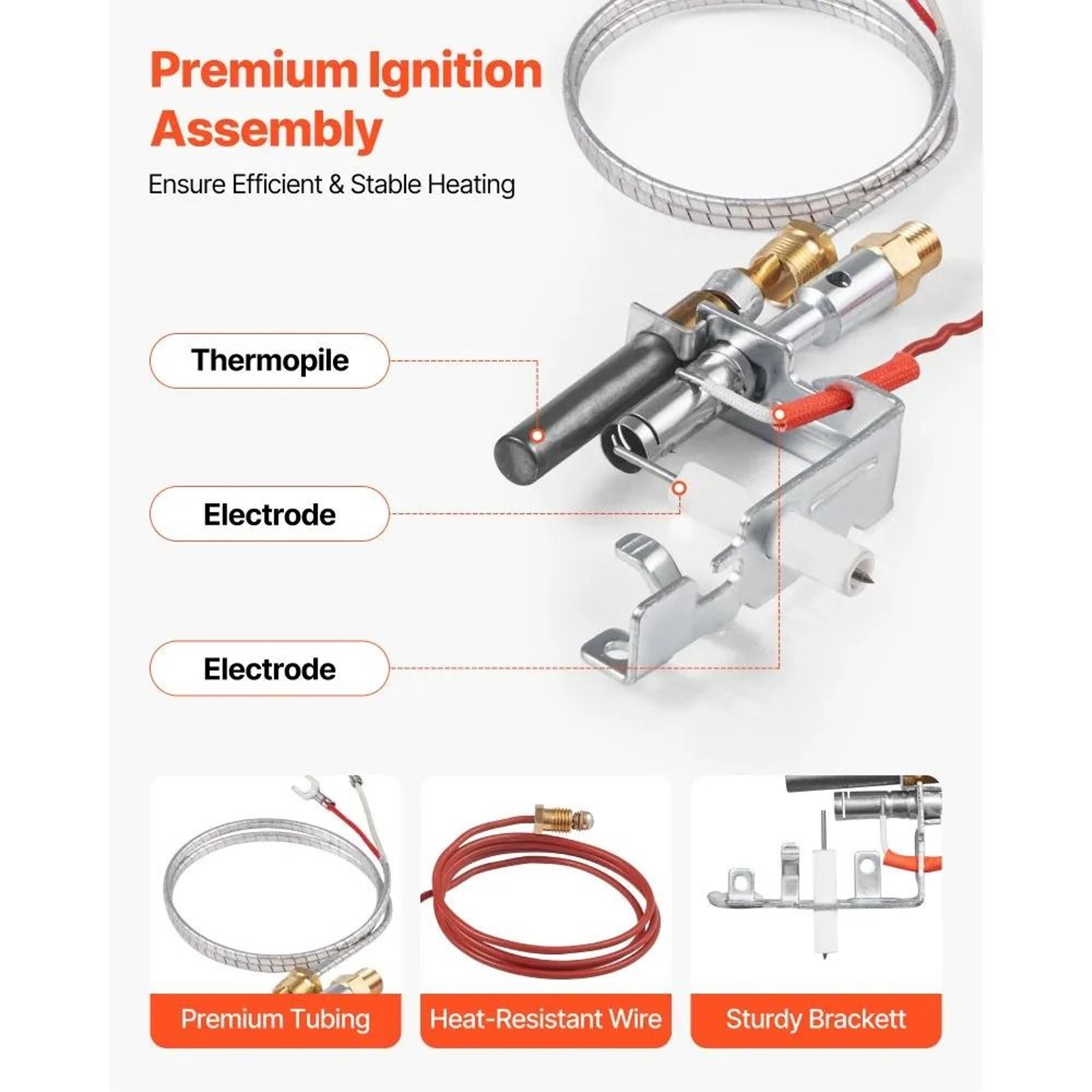 Gas Pilot Assembly Replacement Kit For Fireplace LPG Ignition 14D0477 6