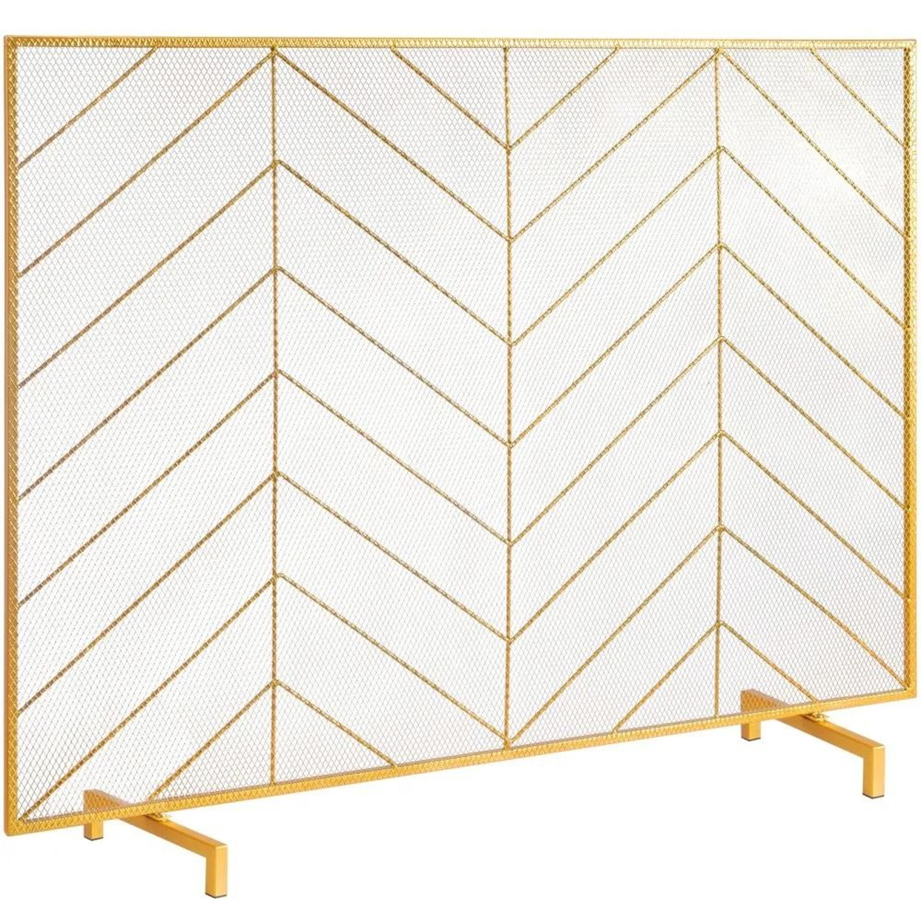 38.6 inch iron mesh fireplace screen spark guard safety barrier for home