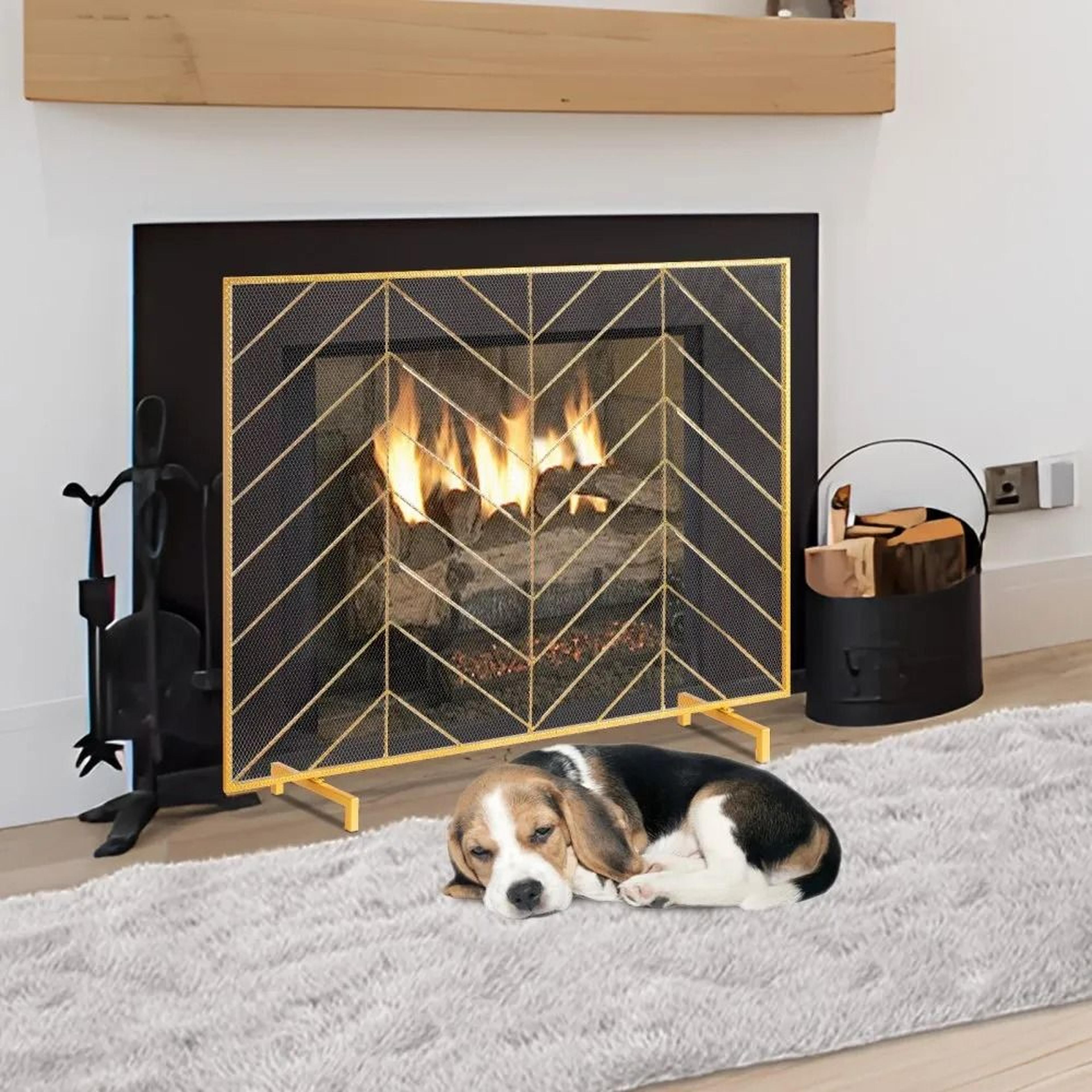 386 Inch Iron Mesh Fireplace Screen Spark Guard Safety Barrier For Home 6
