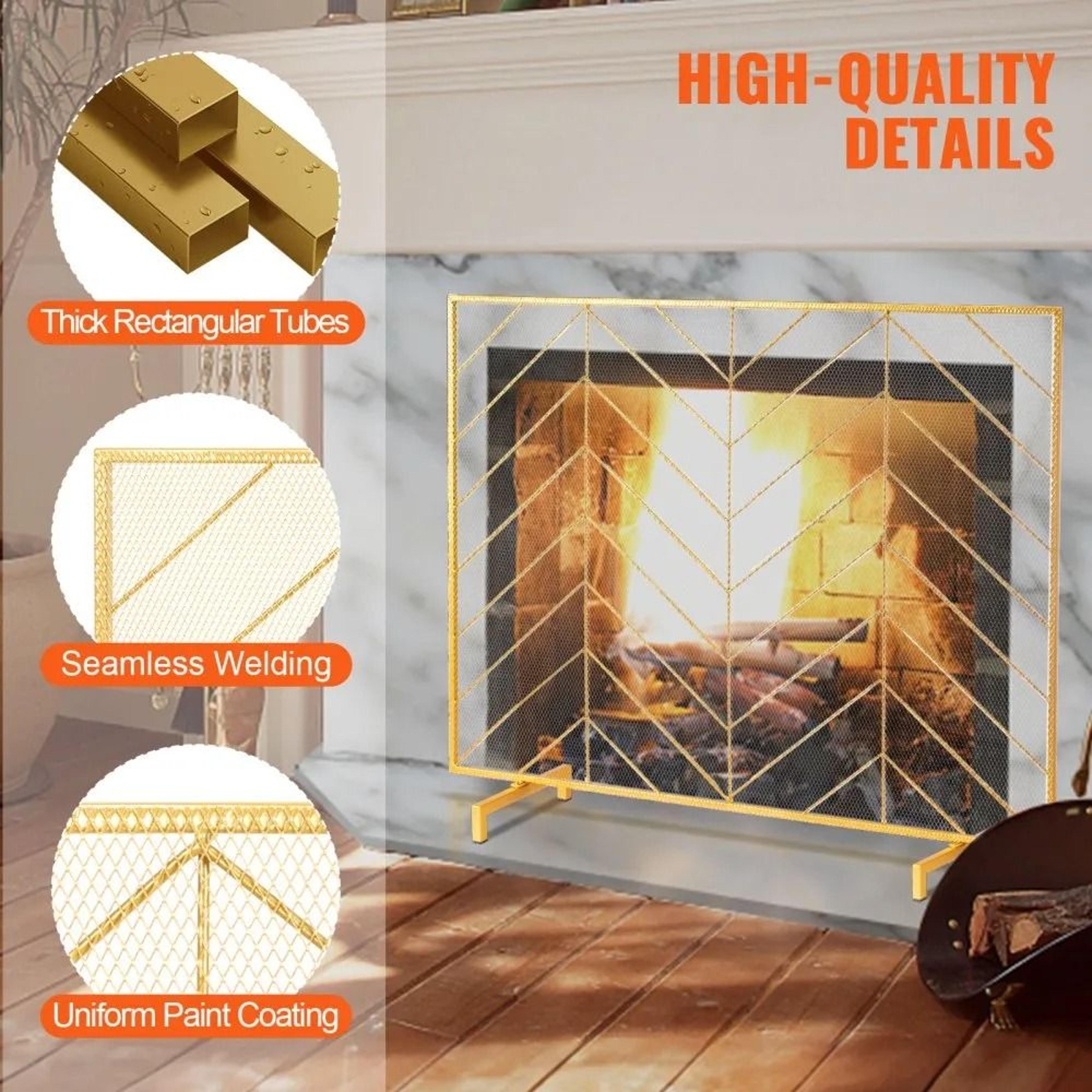 386 Inch Iron Mesh Fireplace Screen Spark Guard Safety Barrier For Home 2