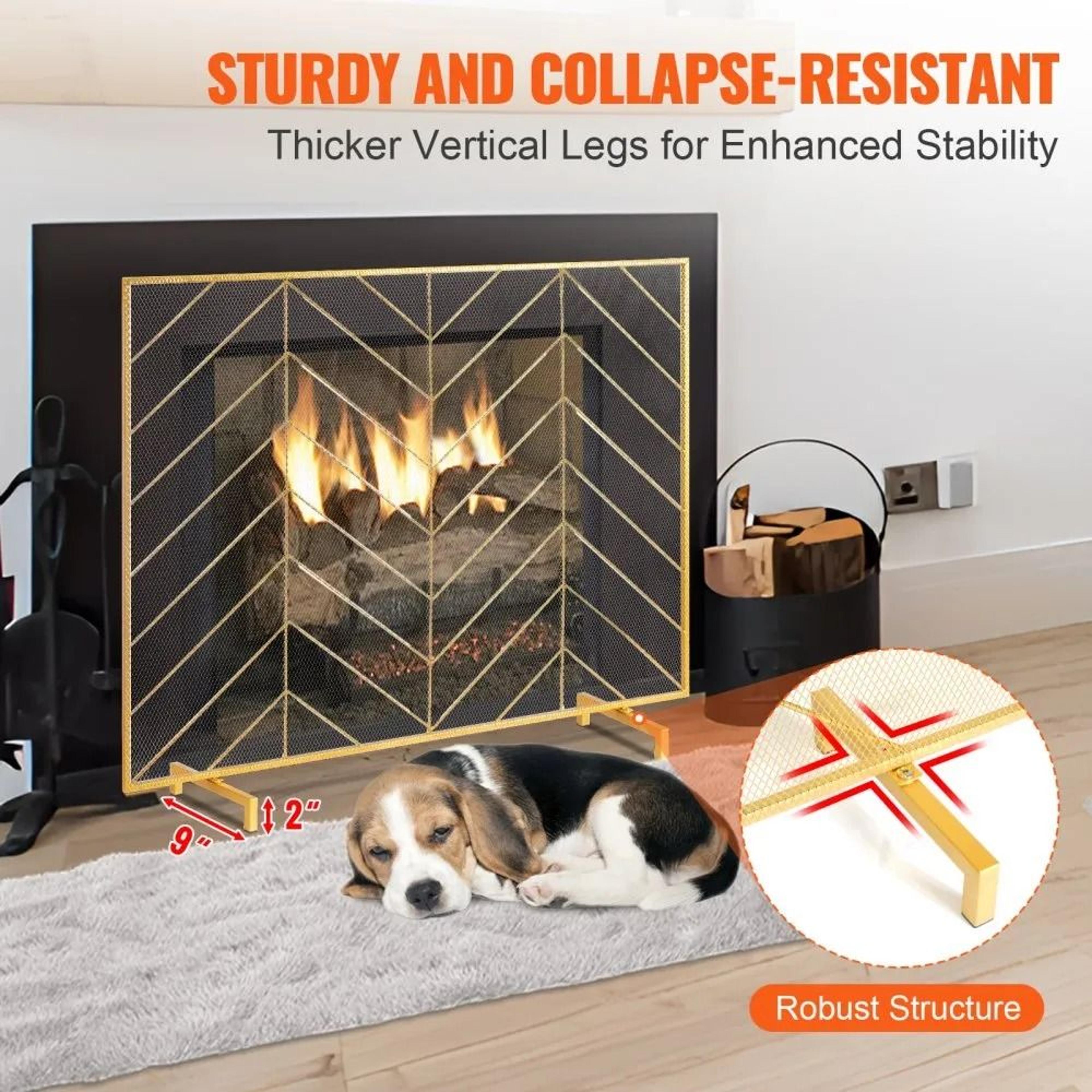 386 Inch Iron Mesh Fireplace Screen Spark Guard Safety Barrier For Home 3