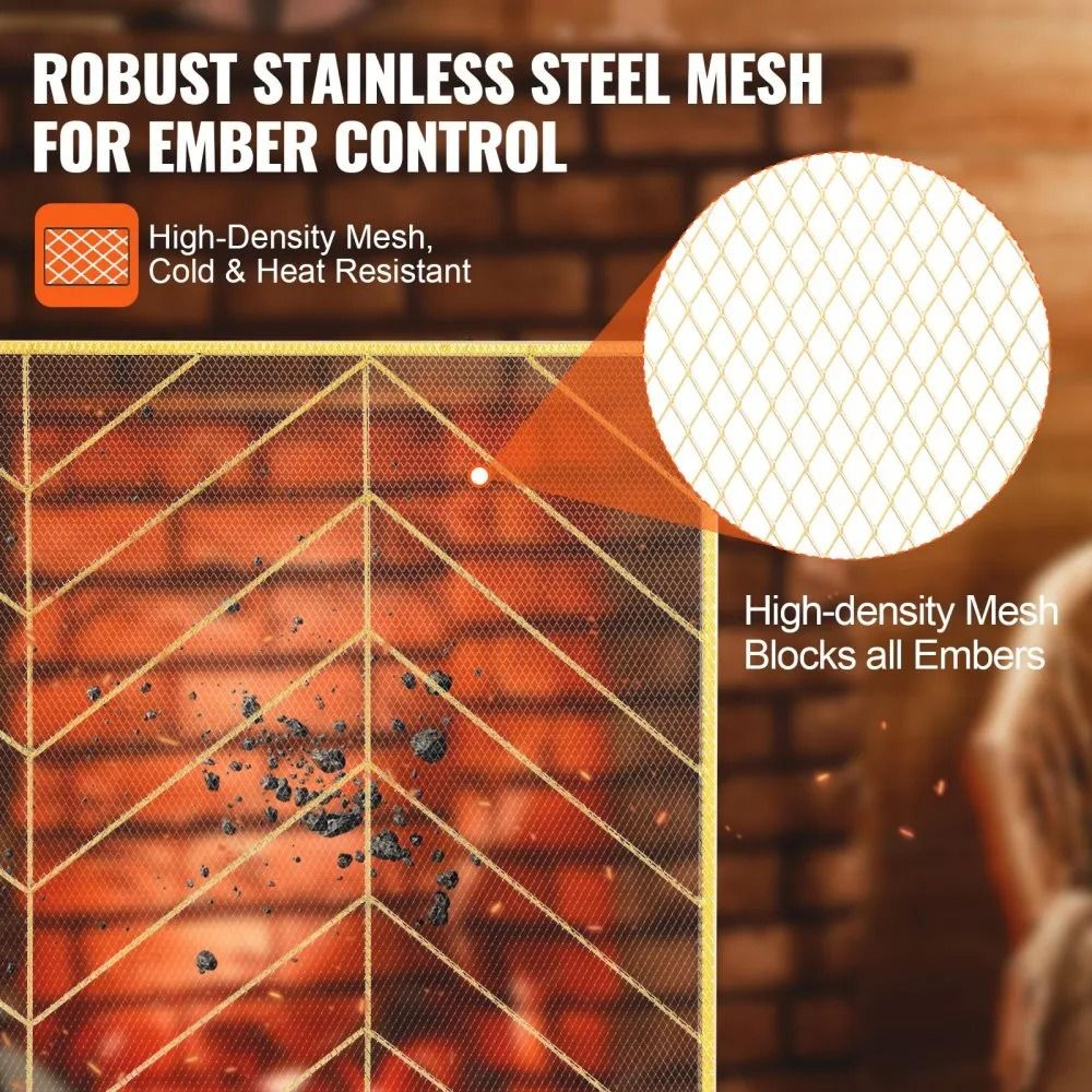 386 Inch Iron Mesh Fireplace Screen Spark Guard Safety Barrier For Home 4