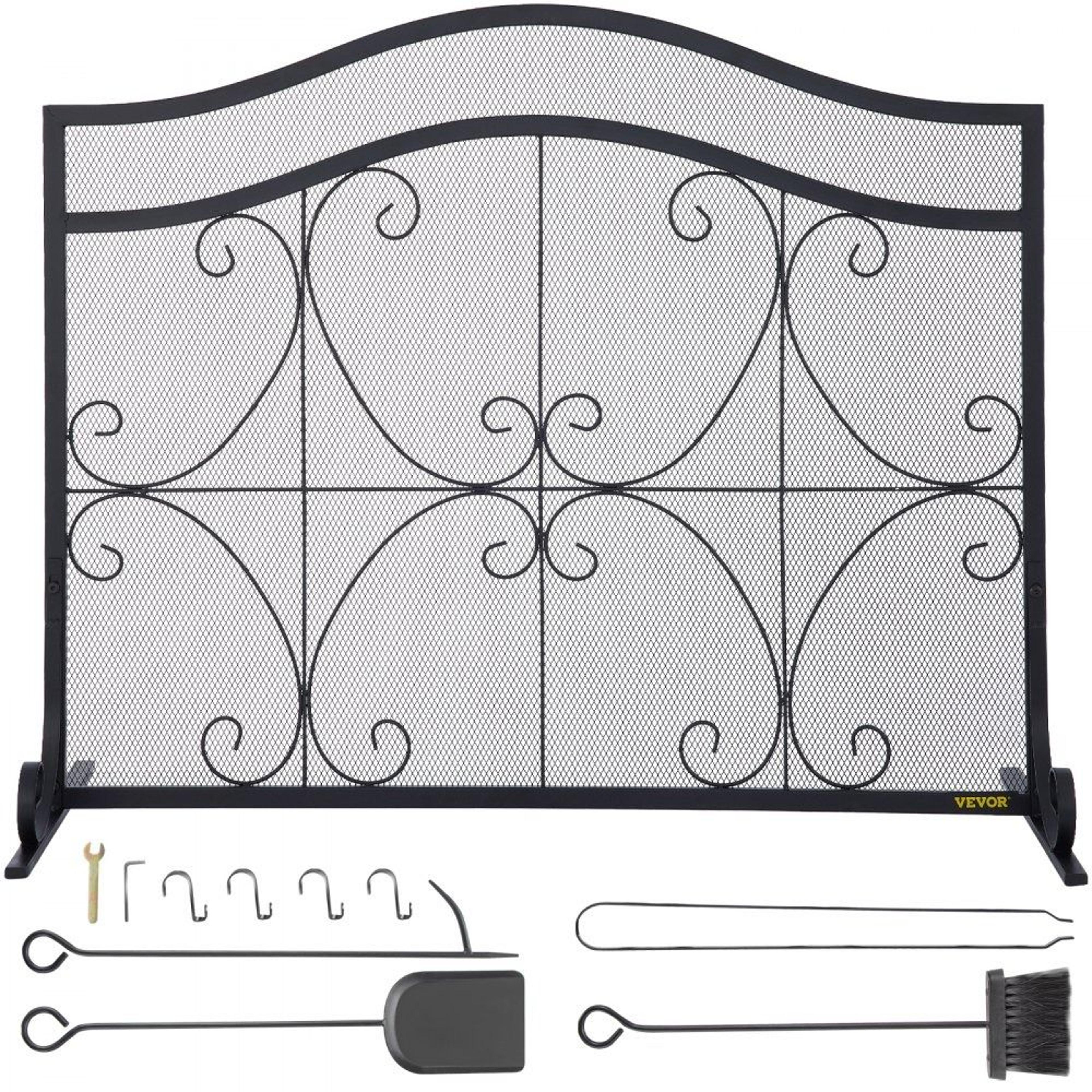 heavy duty fireplace screen spark guard with tool set for safe cozy fires