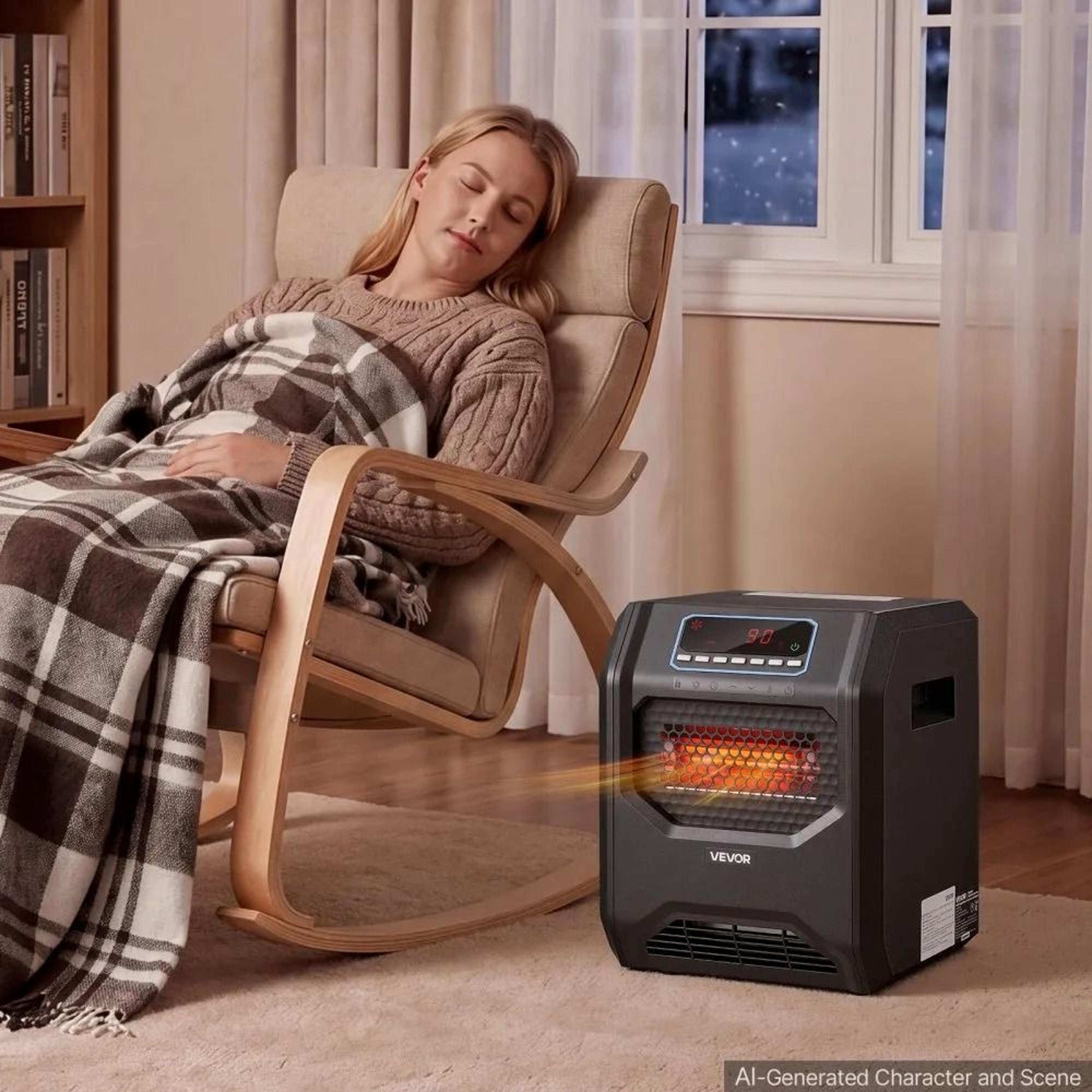 1500W Infrared Heater Portable Electric Space Heater With Remote Control 6