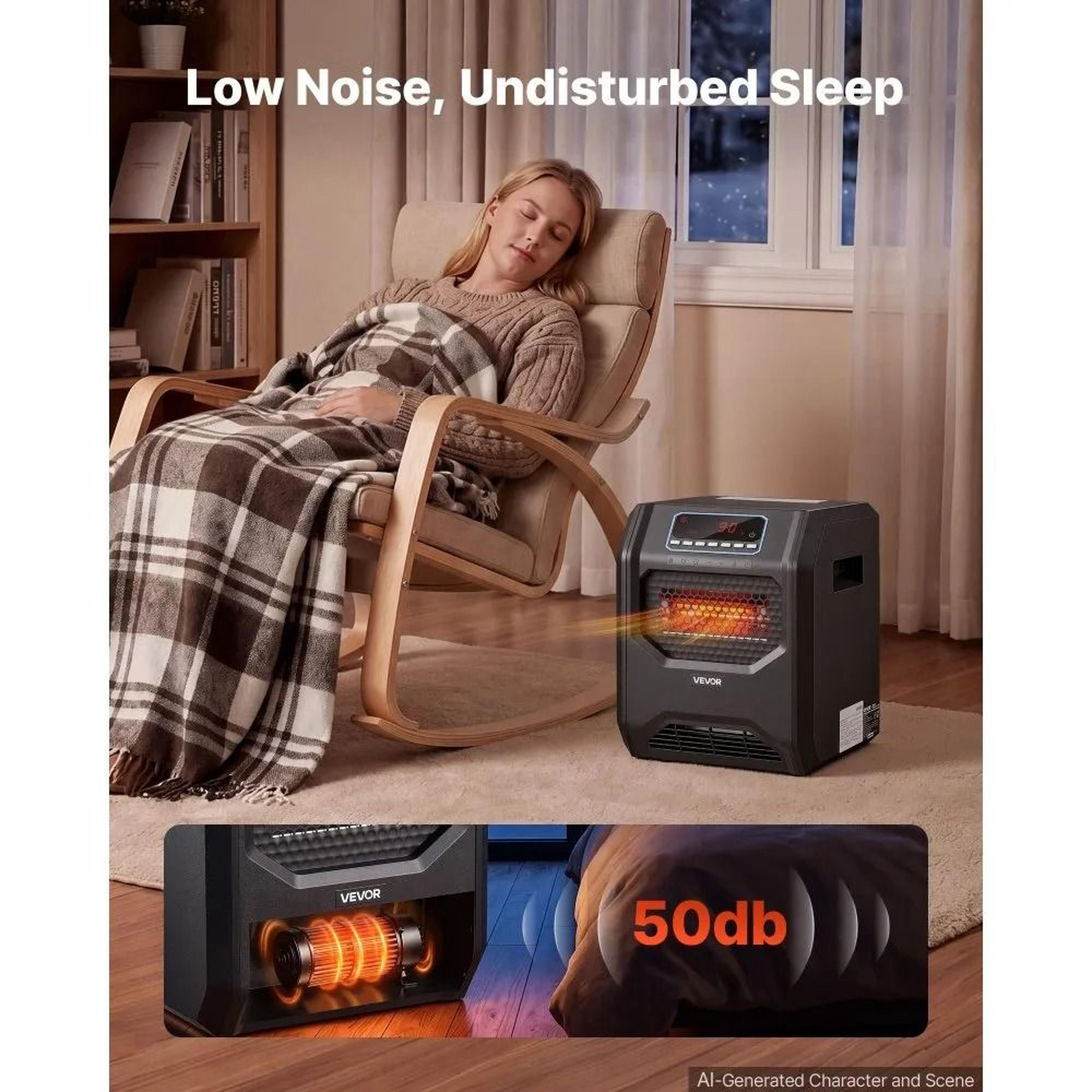 1500W Infrared Heater Portable Electric Space Heater With Remote Control 2