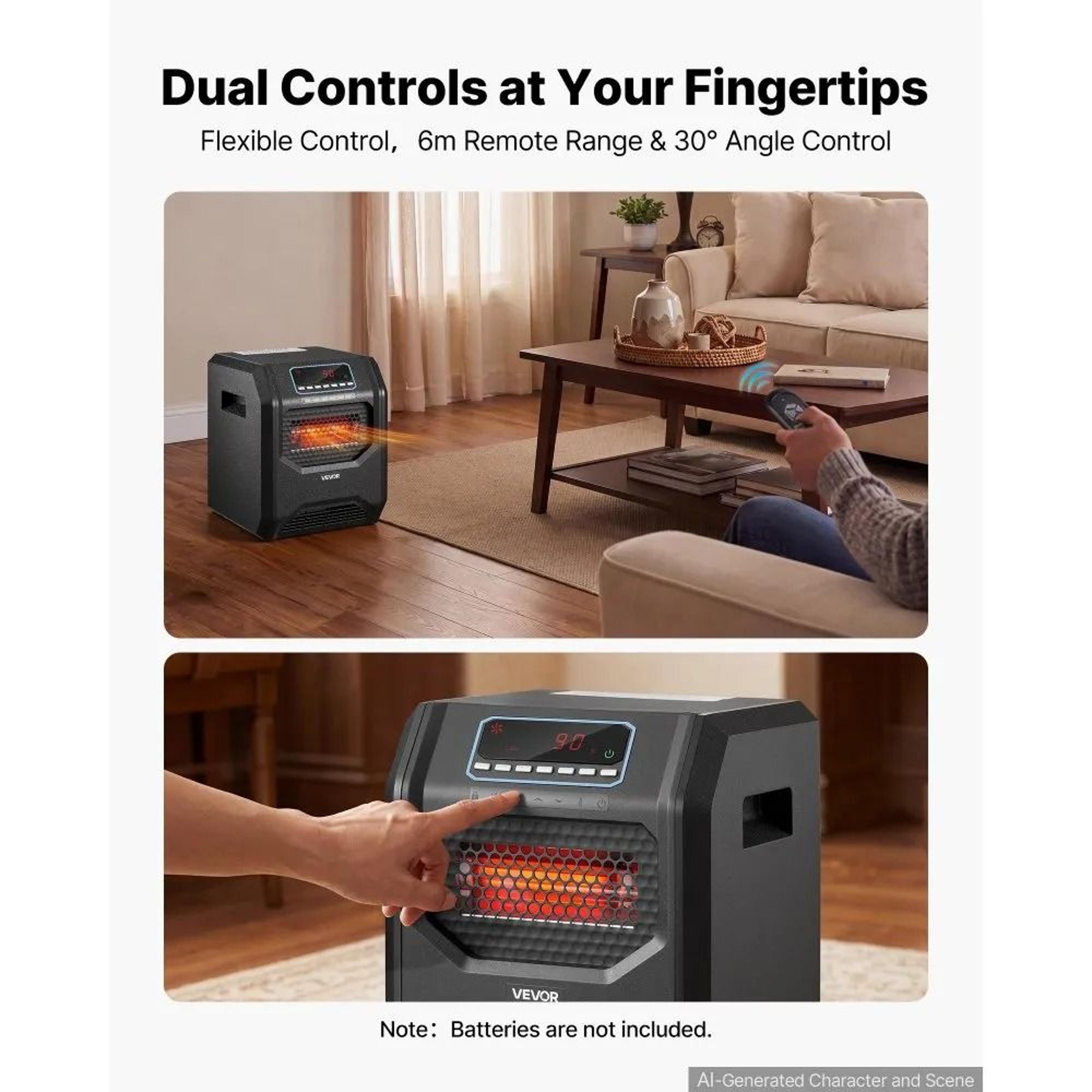 1500W Infrared Heater Portable Electric Space Heater With Remote Control 3