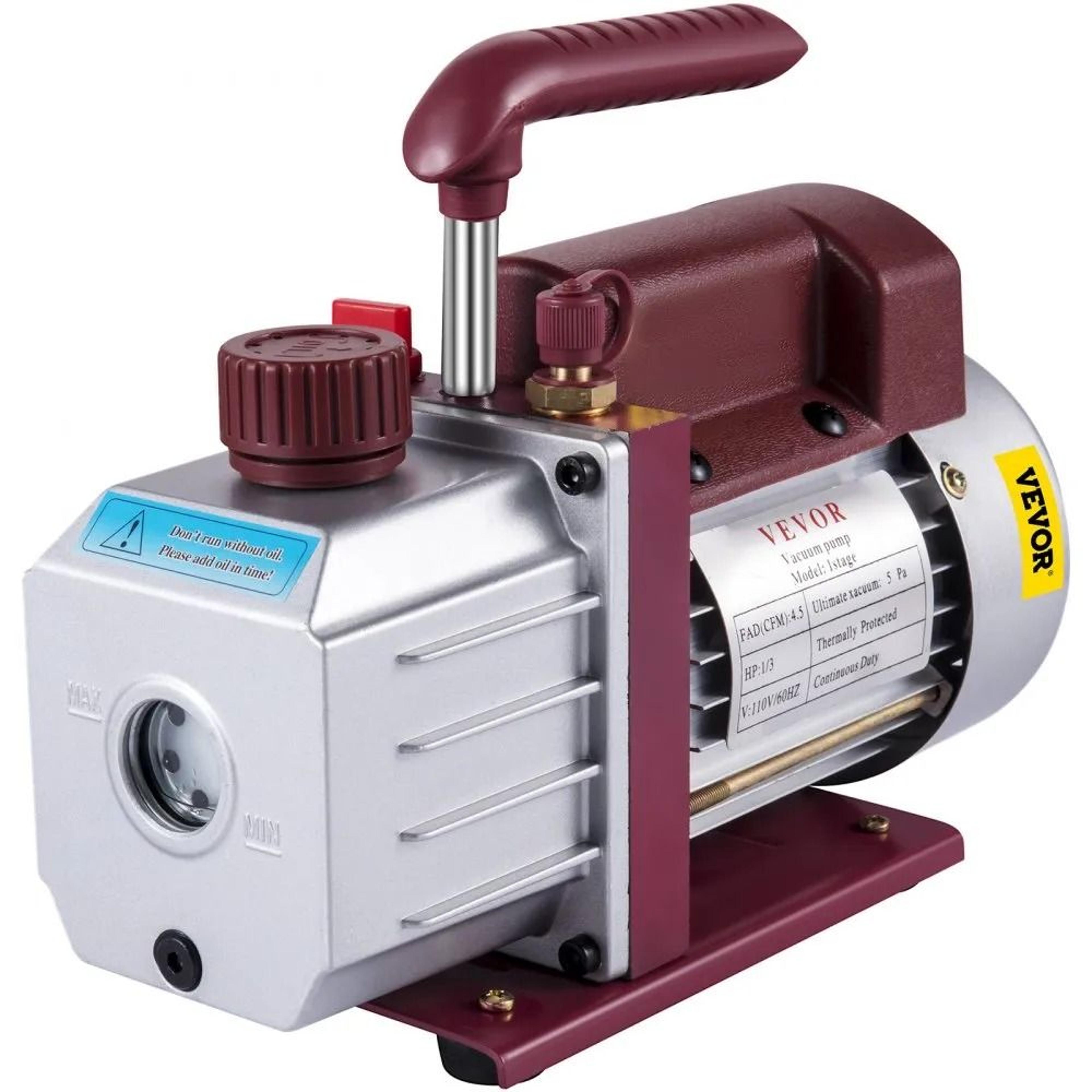 4.5cfm hvac vacuum pump single stage rotary vane pump 1/3hp ac refrigerant service tool