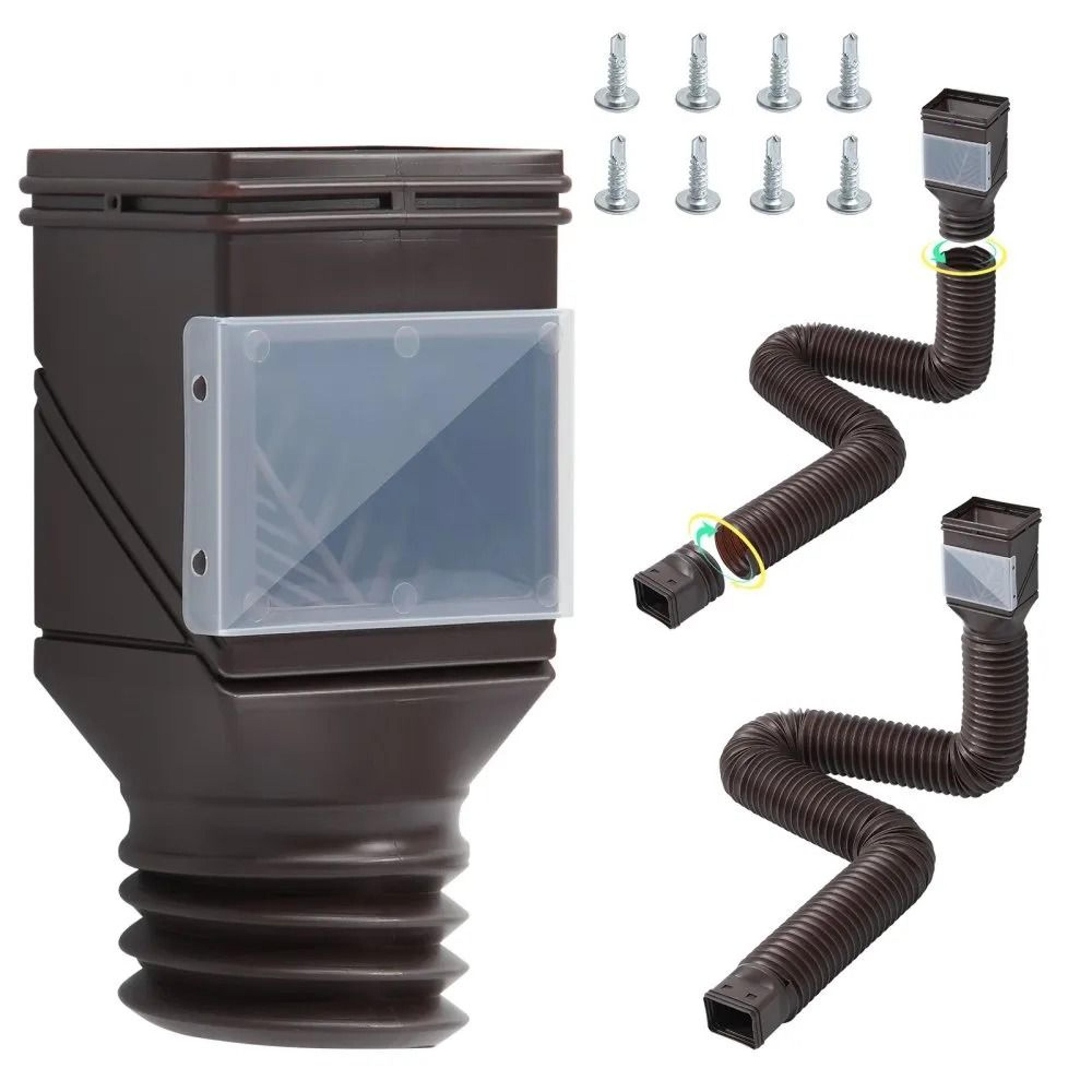 Flexible Rain Gutter Downspout Extension 63 Inch Adjustable Drainage Extender With Adapters 0