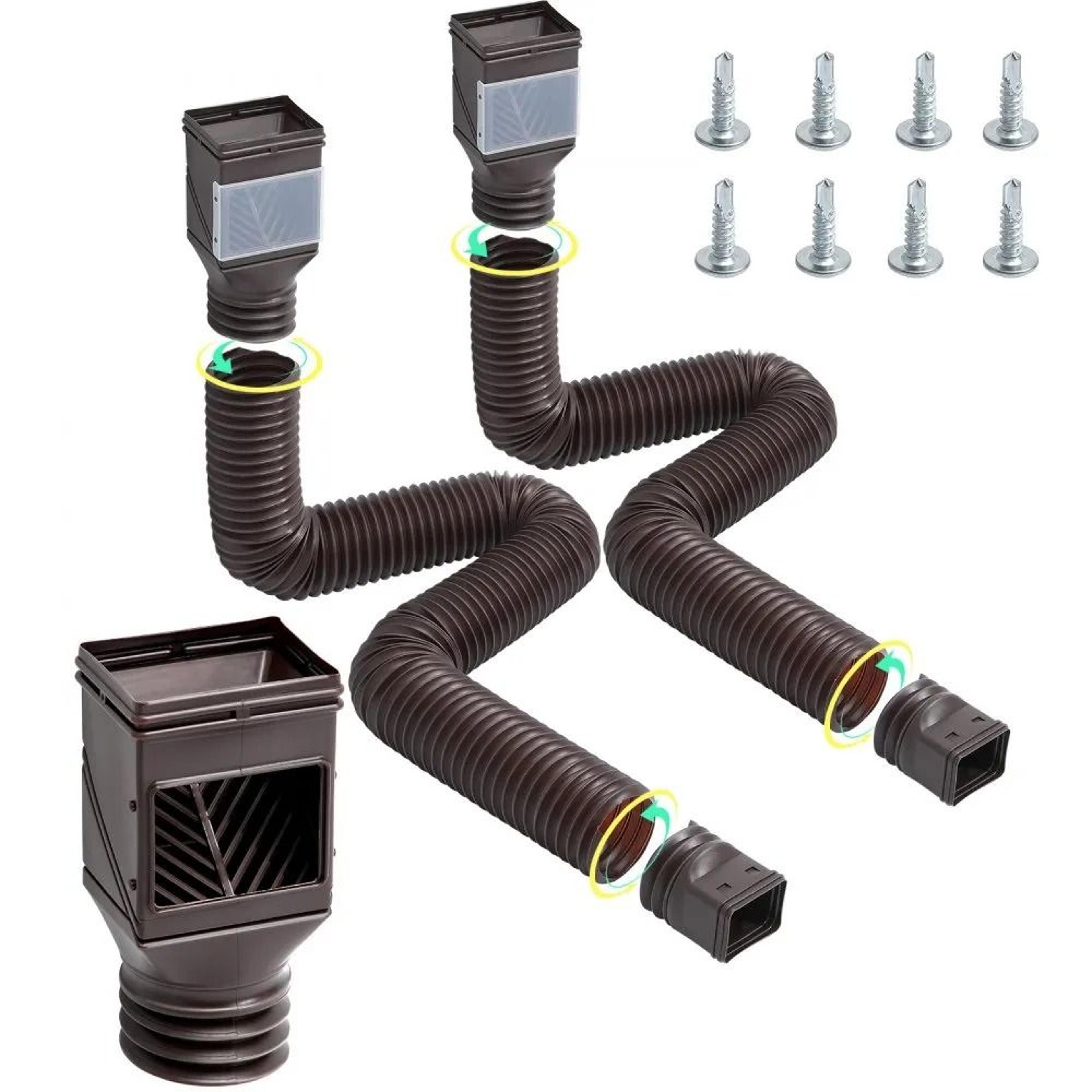 Flexible Rain Gutter Downspout Extension 63 Inch Adjustable Drainage Extender With Adapters 7