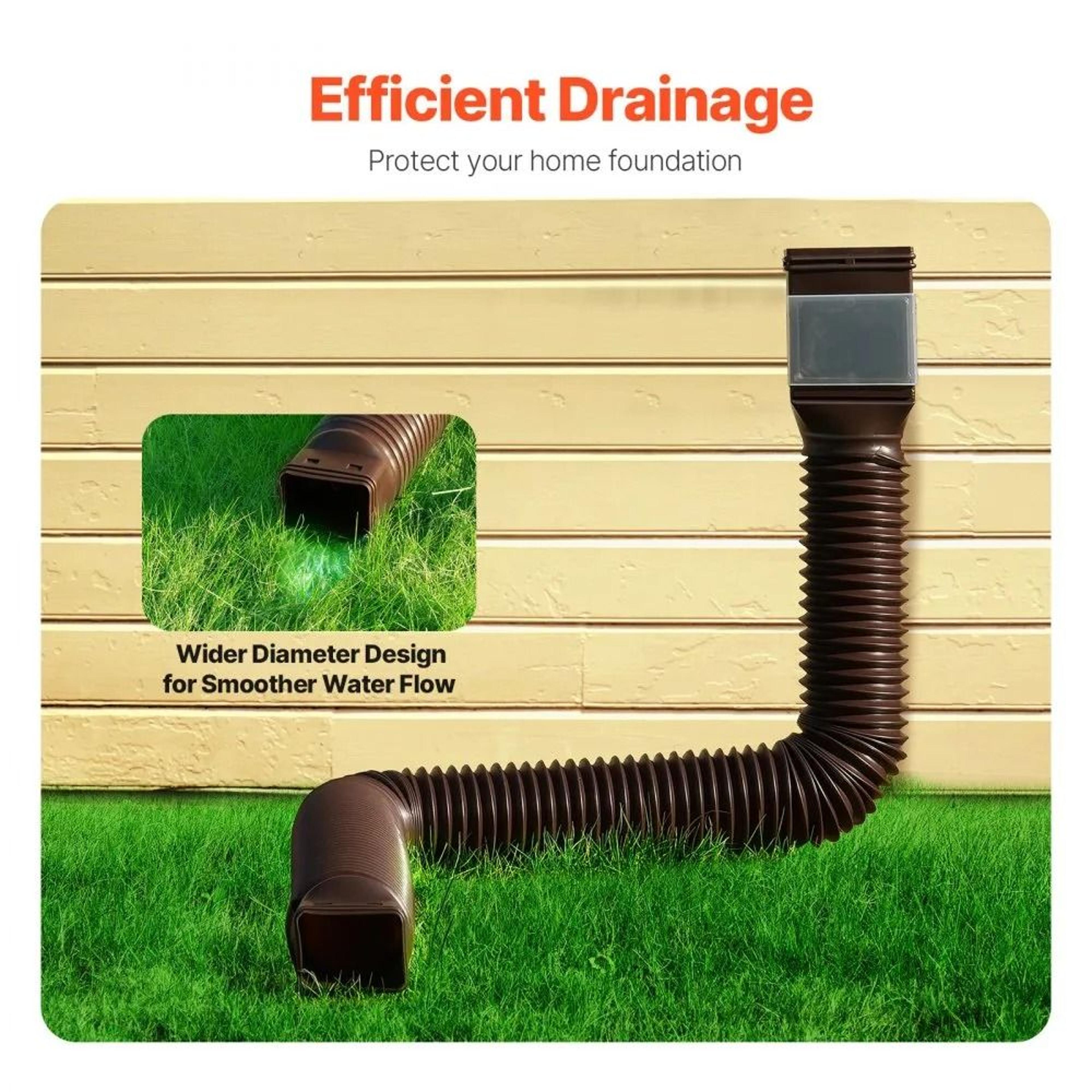 Flexible Rain Gutter Downspout Extension 63 Inch Adjustable Drainage Extender With Adapters 2