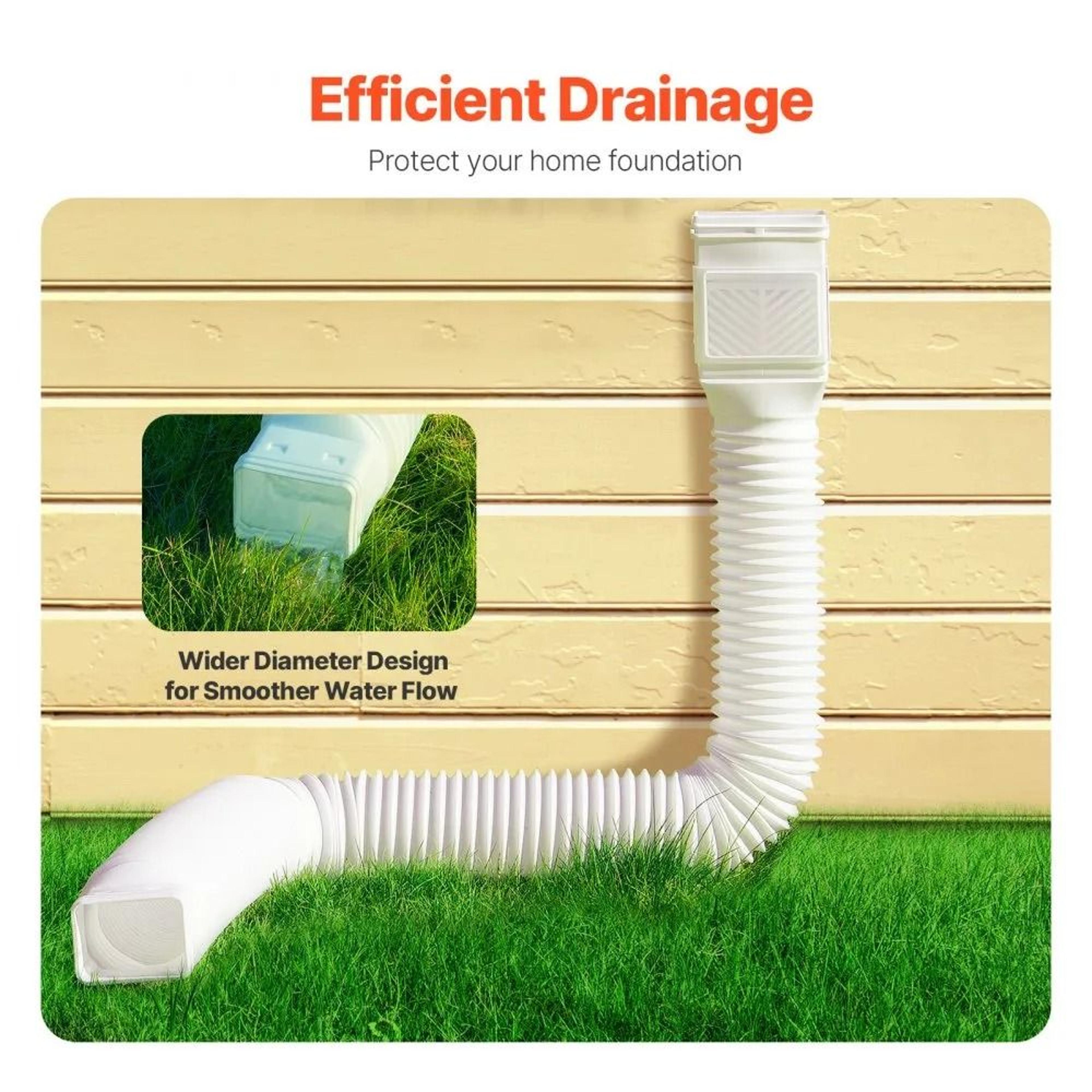 Flexible Rain Gutter Downspout Extension 63 Inch Extendable Drainage Pipe With Adapters For Water F 2