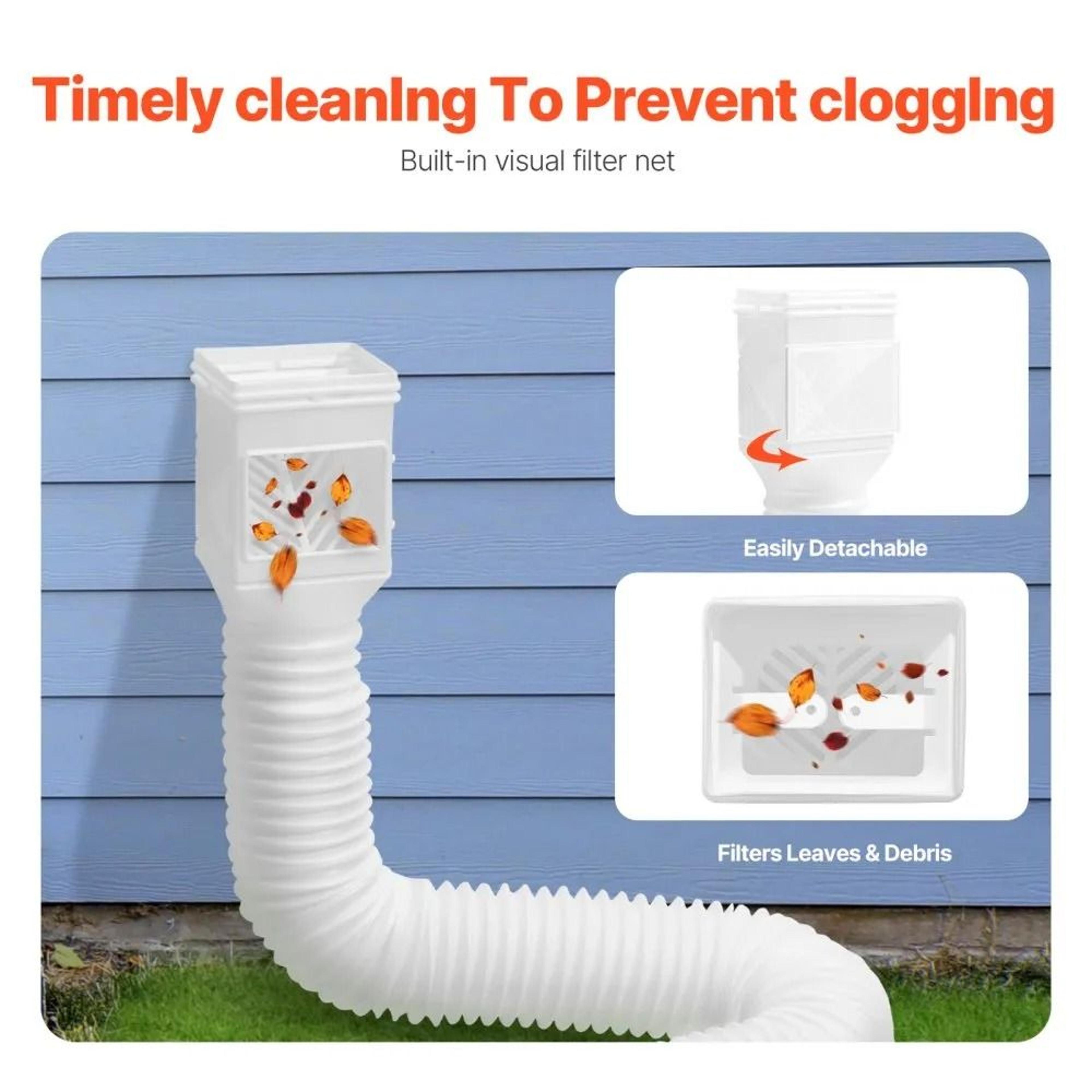 Flexible Rain Gutter Downspout Extension 63 Inch Extendable Drainage Pipe With Adapters For Water F 3