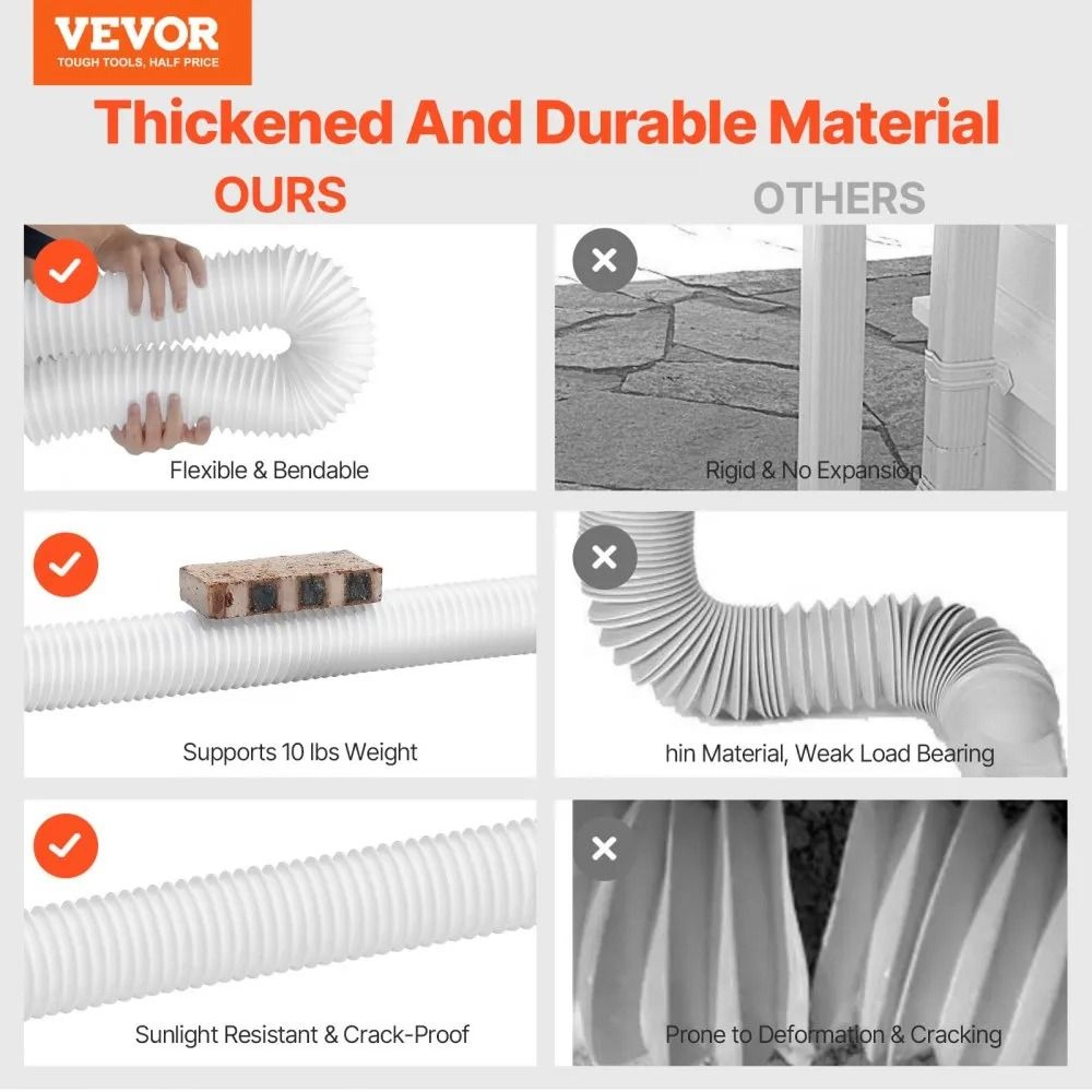 Flexible Rain Gutter Downspout Extension 63 Inch Extendable Drainage Pipe With Adapters For Water F 5