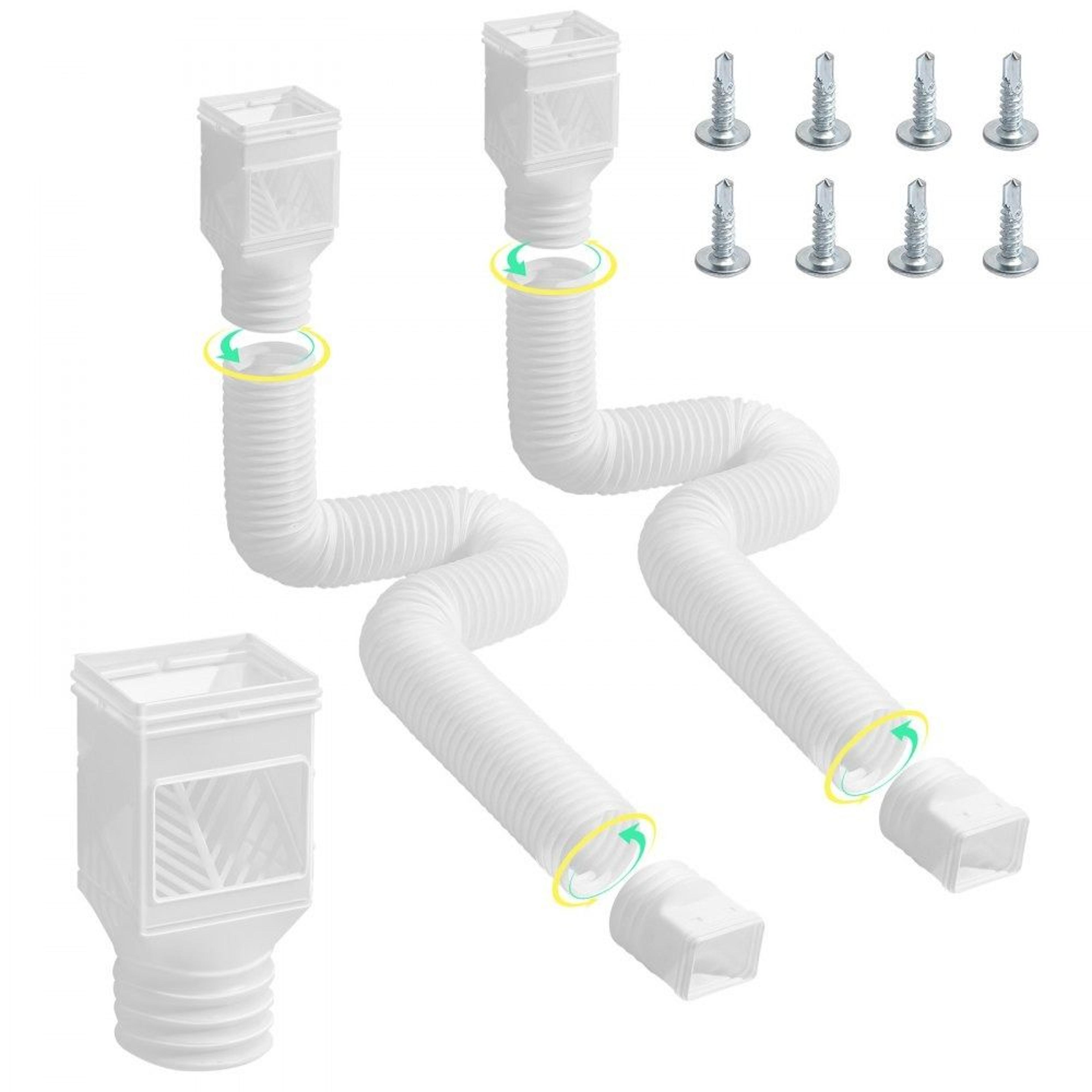 flexible rain gutter downspout extension 63 inch extendable drainage pipe with adapters for water flow control