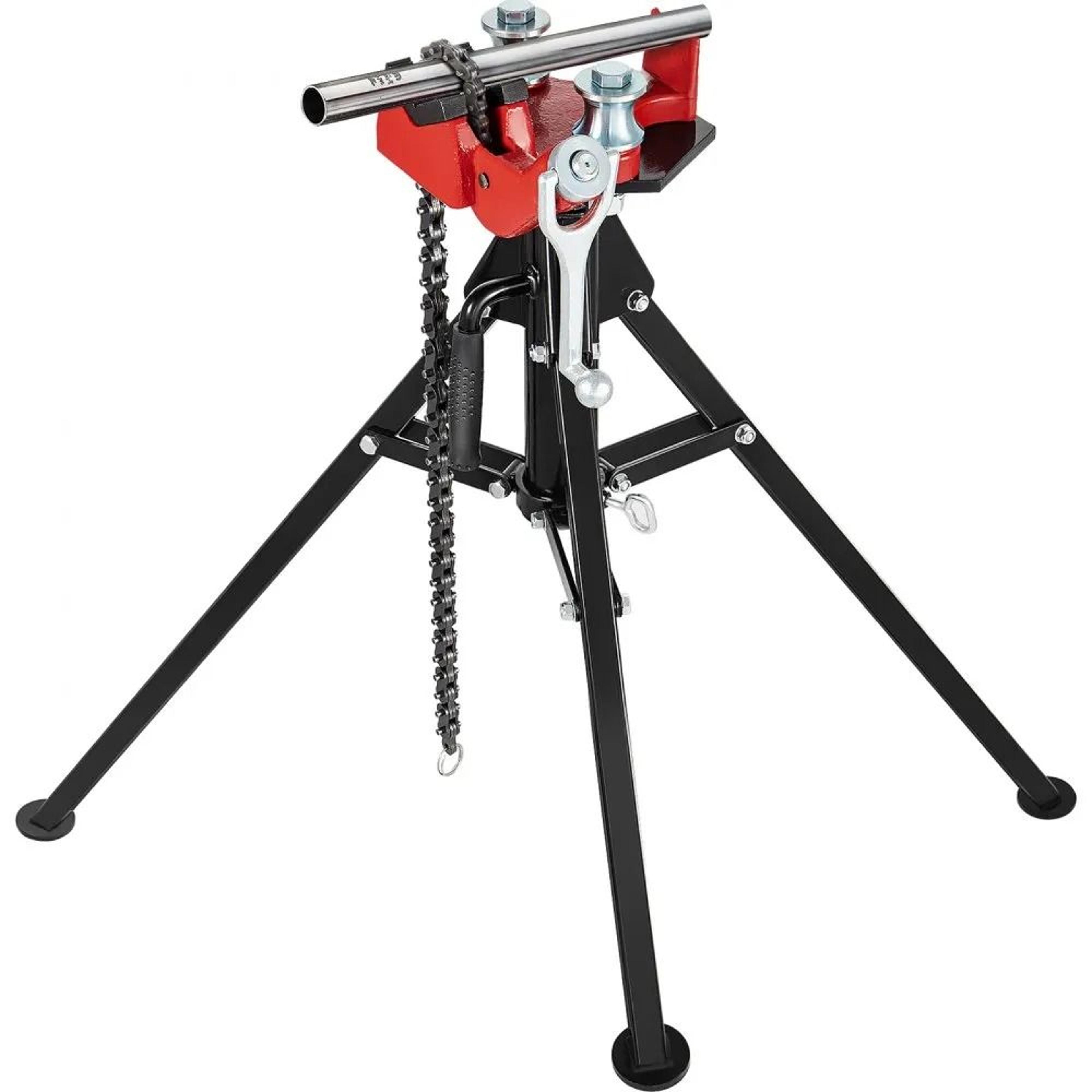 portable tripod pipe chain vise stand 1/8 to 5 inch capacity with folding legs
