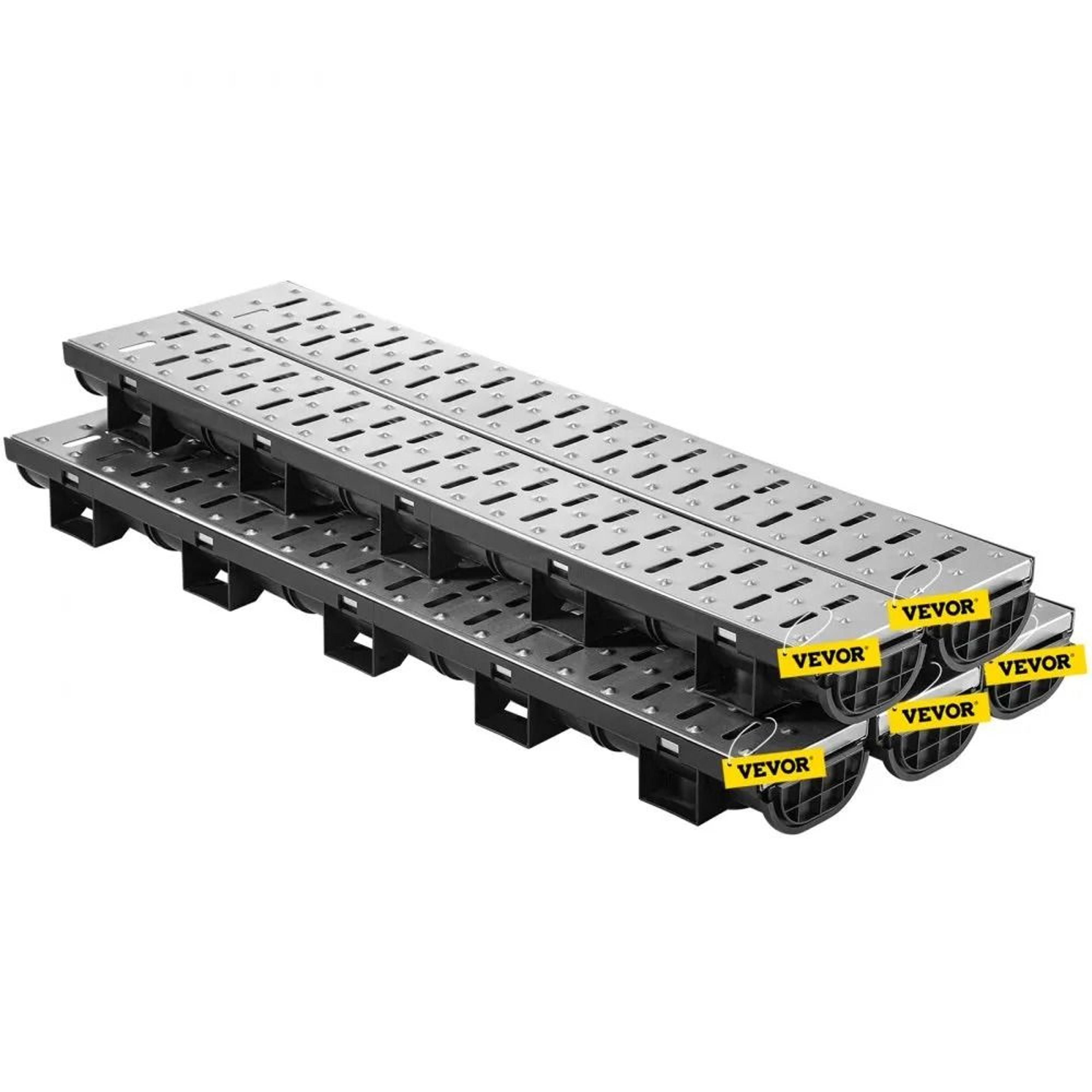 trench drain system with metal grate 5 pack heavy duty driveway channel drain for water management