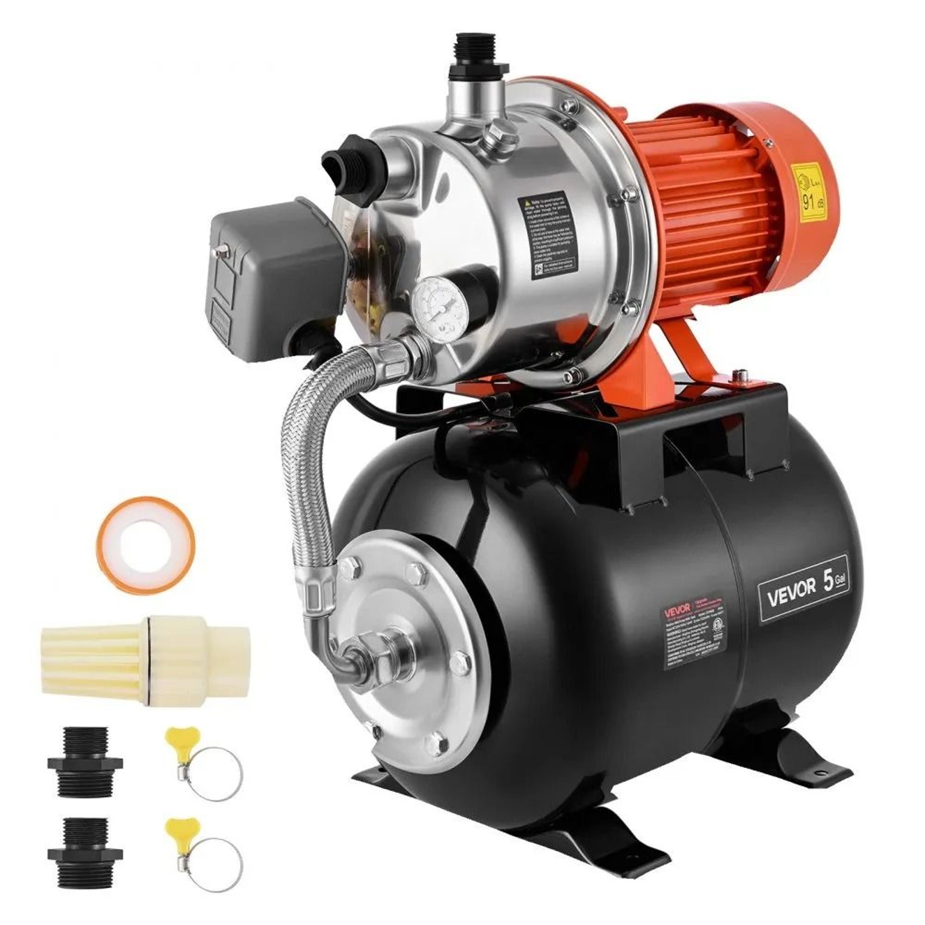 1.6 hp shallow well pump with pressure tank automatic water booster system