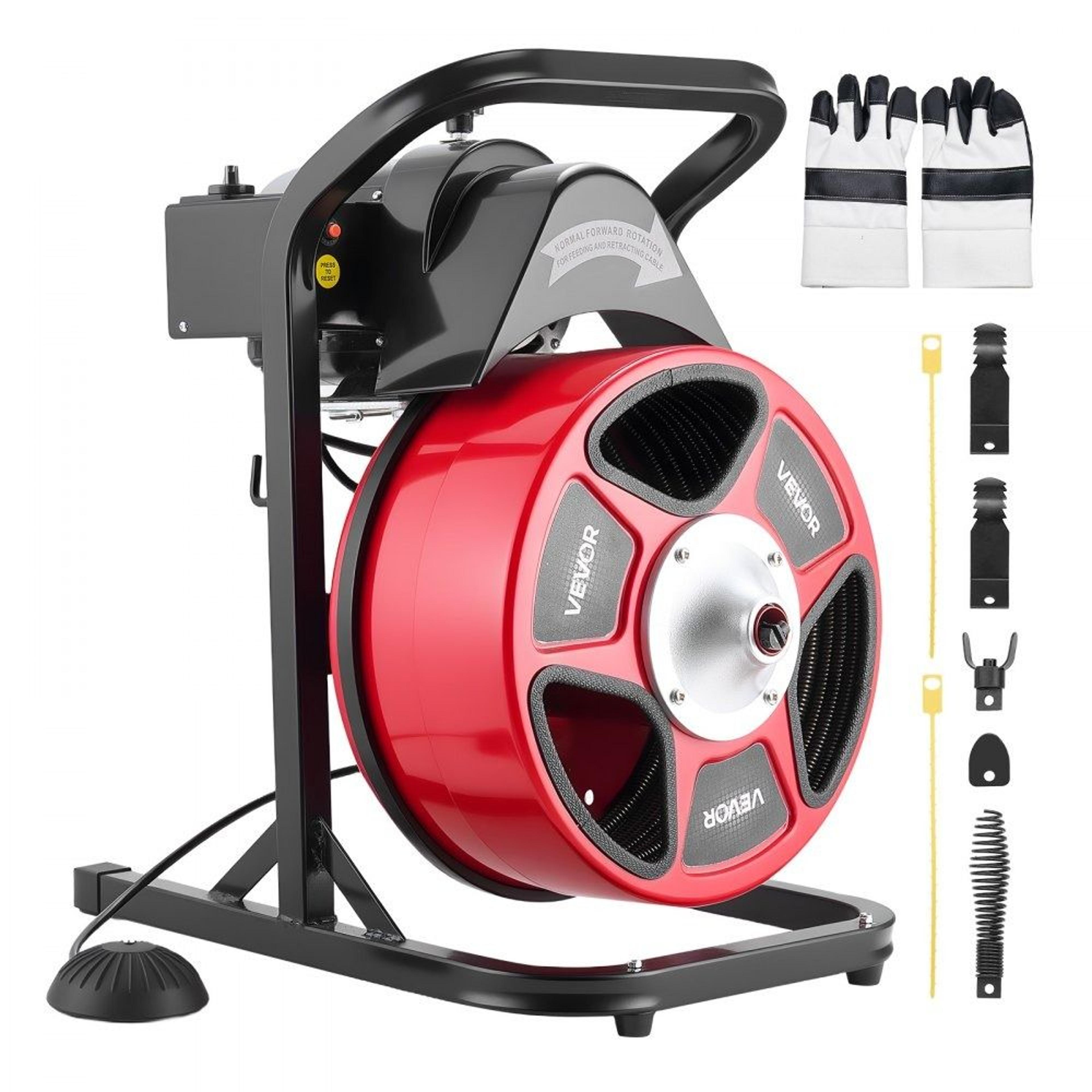 50ft drain cleaner machine heavy duty sewer snake auger with cutters