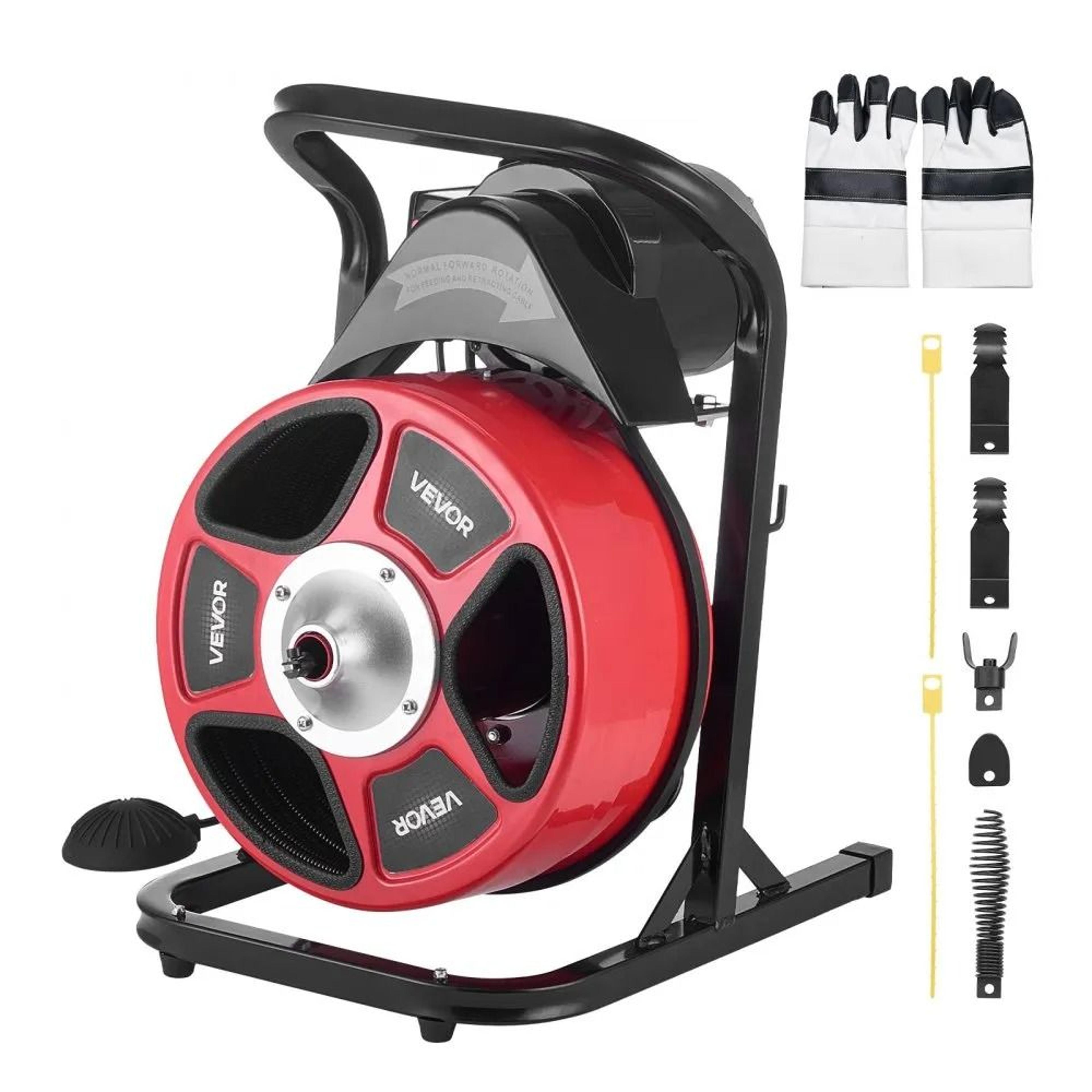50FT Drain Cleaner Machine Heavy Duty Sewer Snake Auger With Cutters 8
