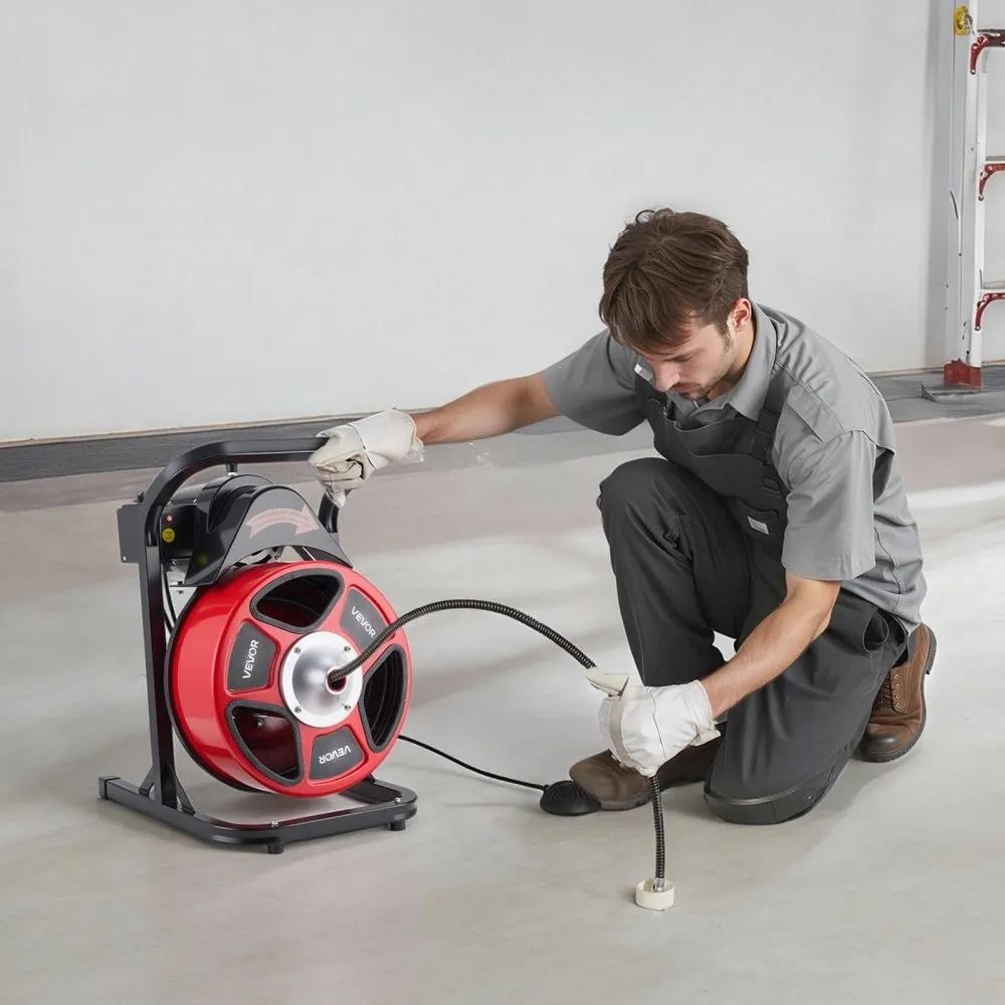 50FT Drain Cleaner Machine Heavy Duty Sewer Snake Auger With Cutters 5
