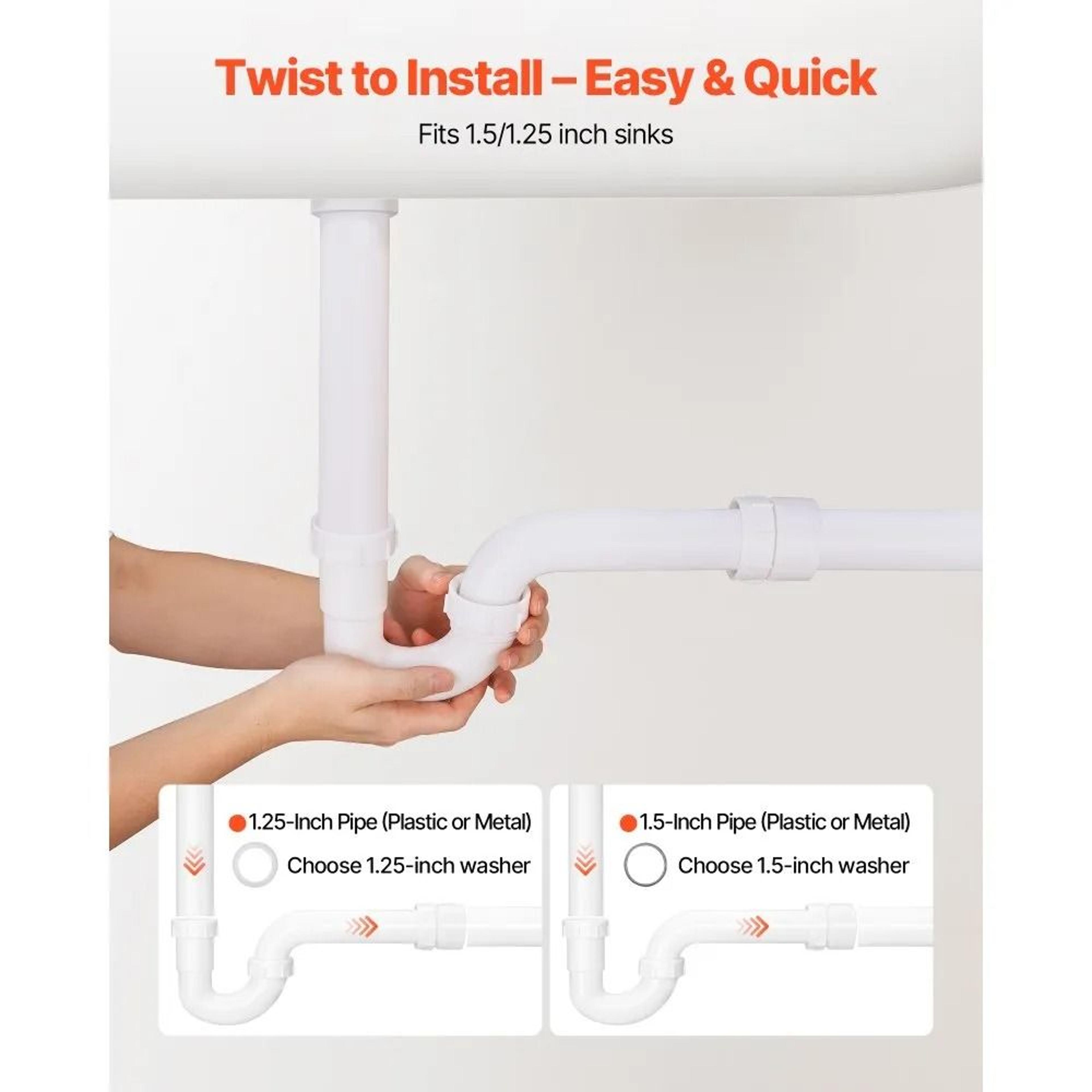 15 Inch P Trap Sink Drain Kit With Leak Resistant Seal For Kitchen Bathroom Plumbing 4