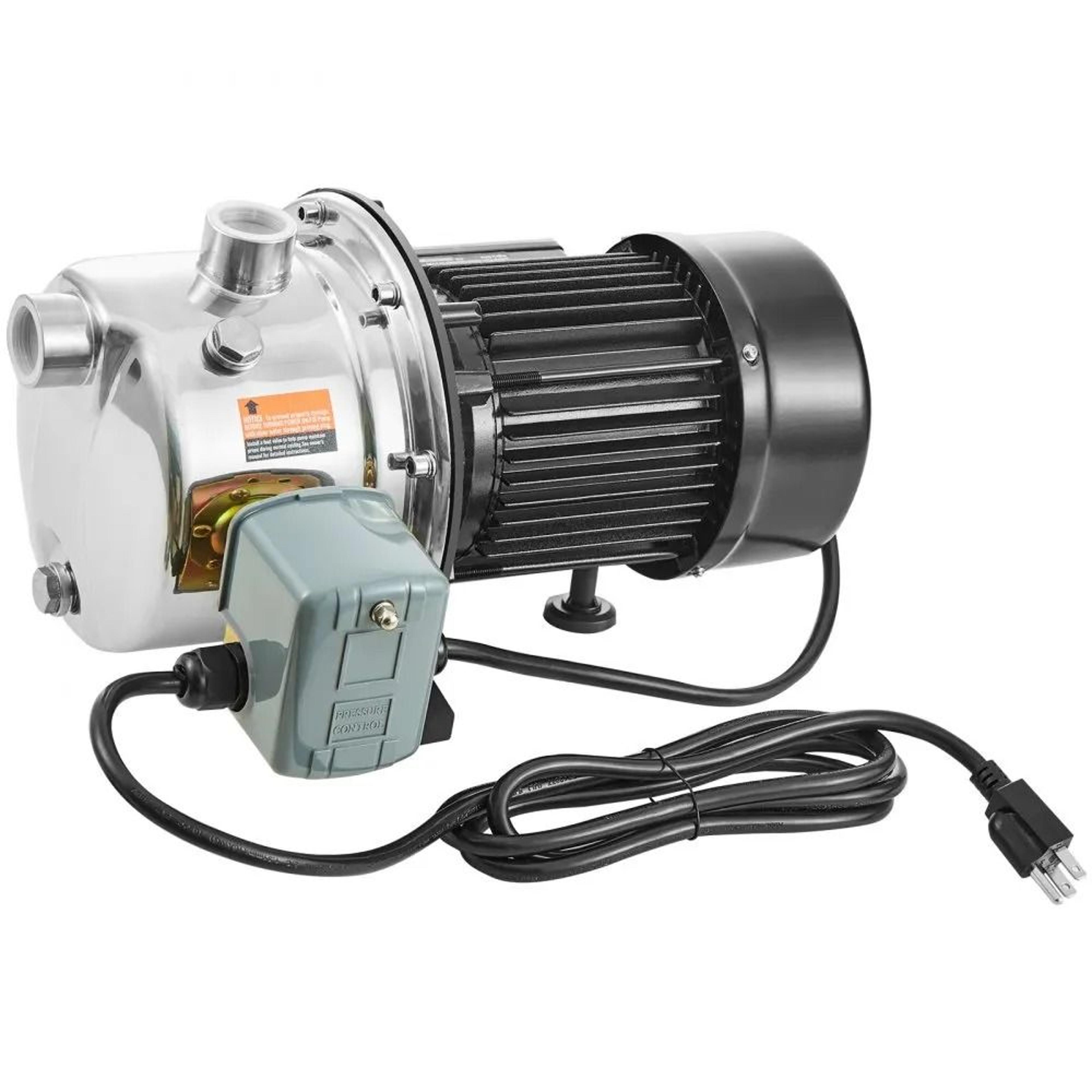 34HP Stainless Steel Shallow Well Jet Pump 185 GPM Water Pressure Booster 7